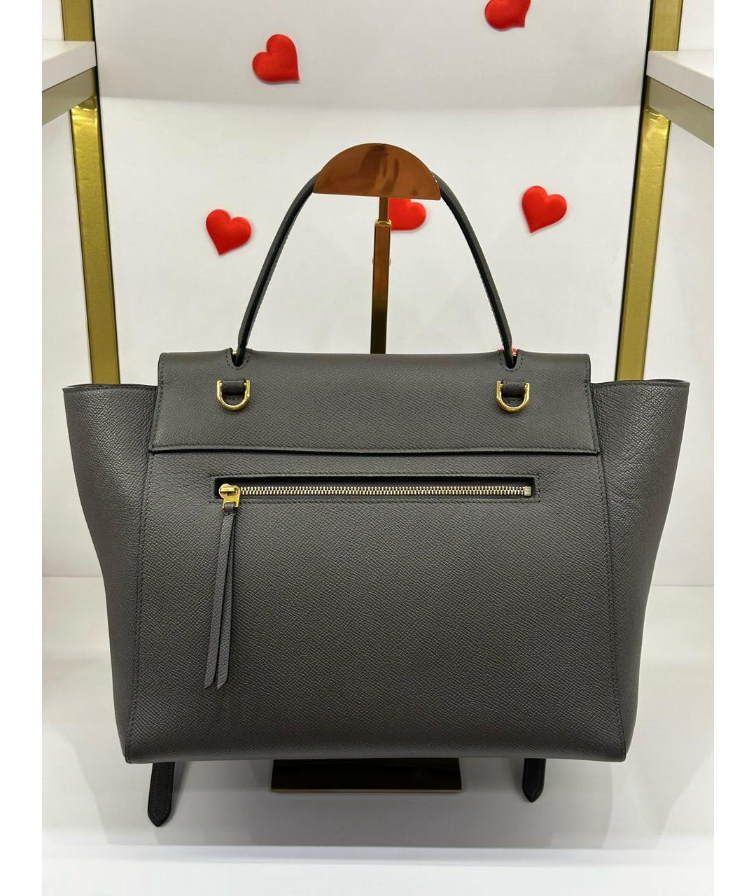 CELINE Антрацитовая кожаная сумка тоут, фото 4