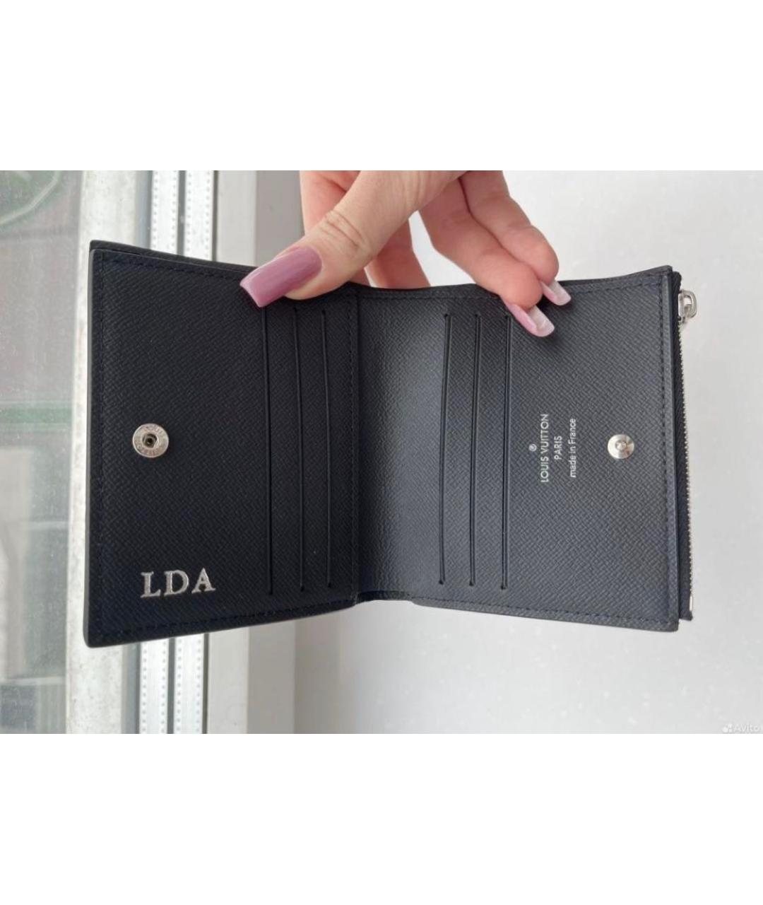 LOUIS VUITTON Черный кожаный кошелек, фото 2