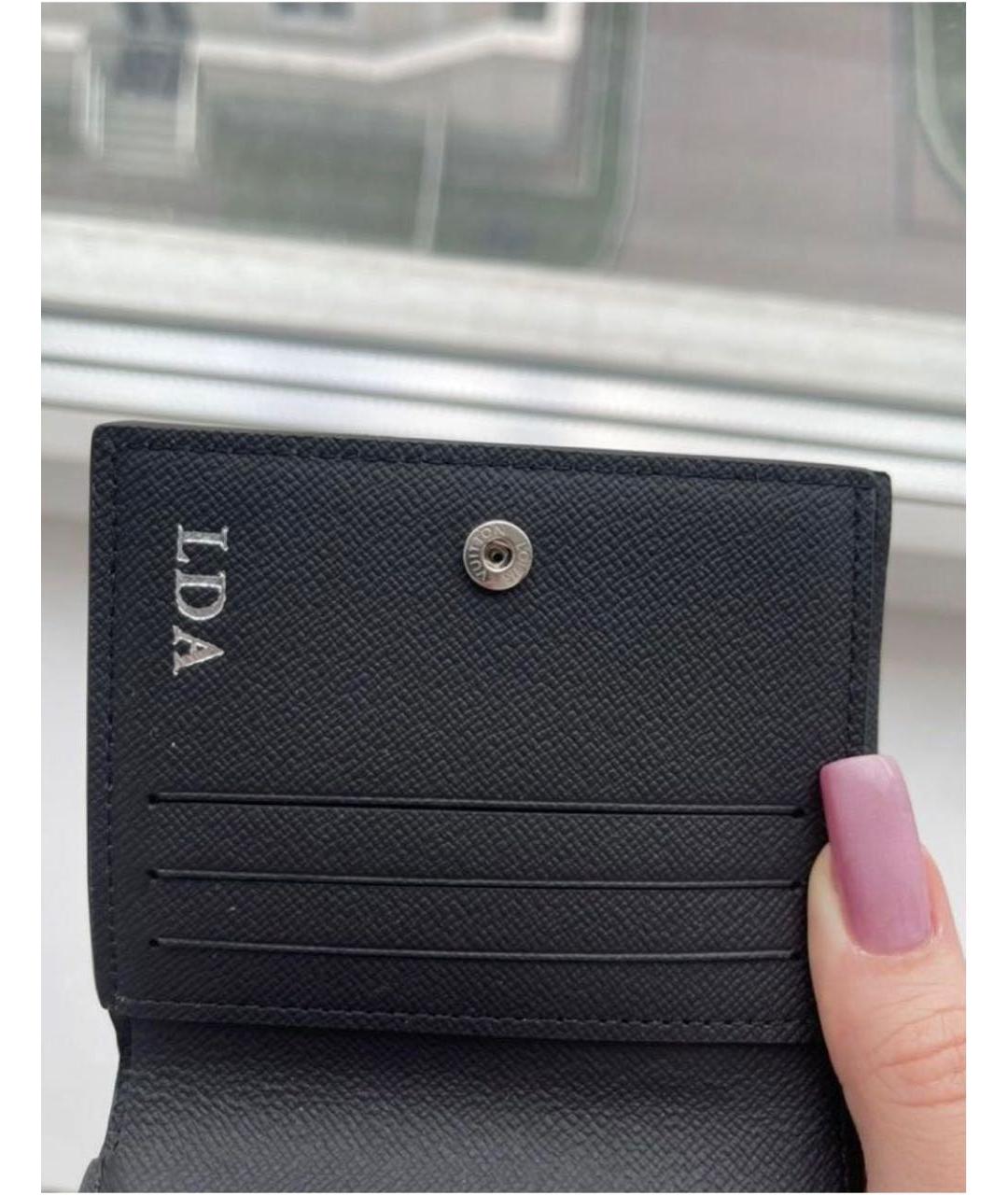 LOUIS VUITTON Черный кожаный кошелек, фото 4