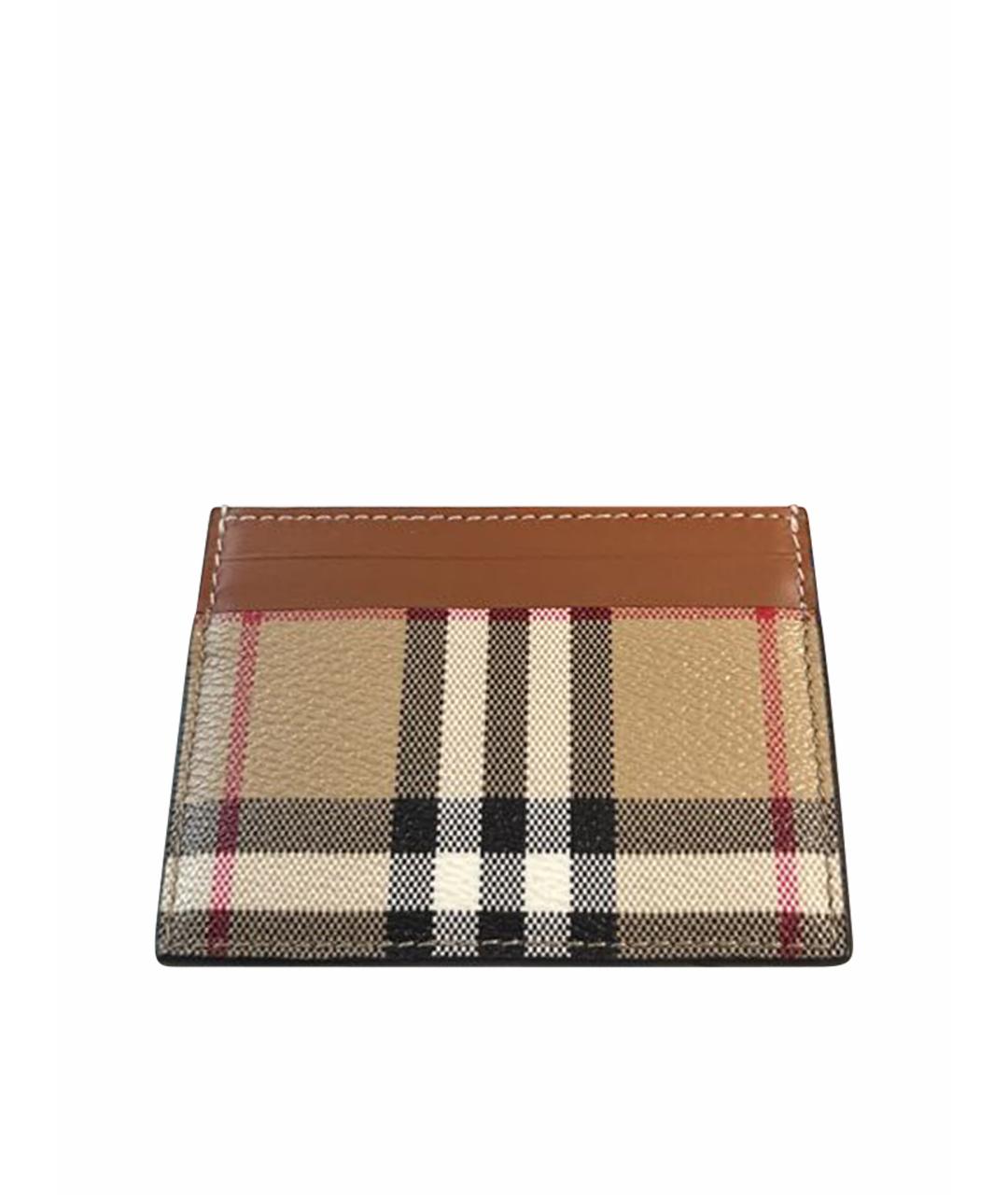 BURBERRY Бежевый кожаный кардхолдер, фото 1