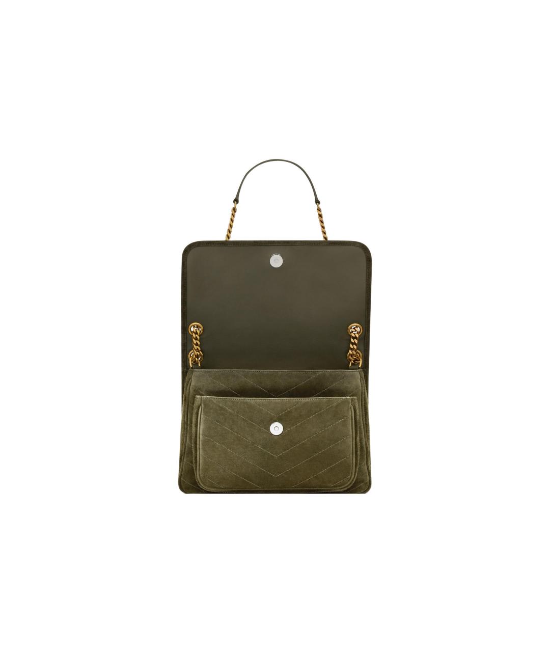 SAINT LAURENT Хаки замшевая сумка через плечо, фото 4