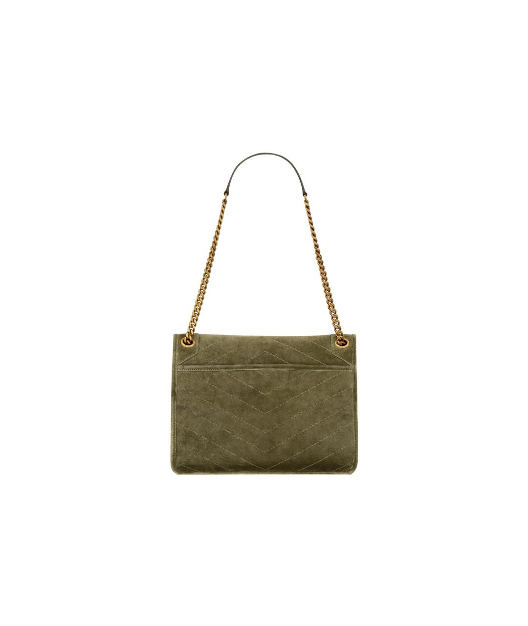 SAINT LAURENT Хаки замшевая сумка через плечо, фото 3