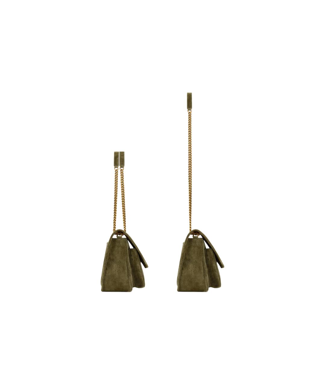 SAINT LAURENT Хаки замшевая сумка через плечо, фото 5