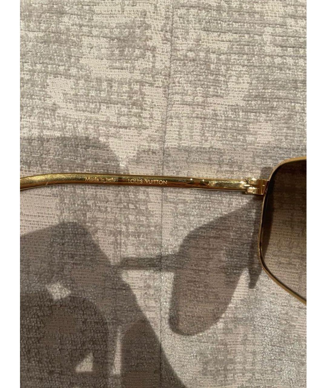 LOUIS VUITTON Коричневые металлические солнцезащитные очки, фото 3