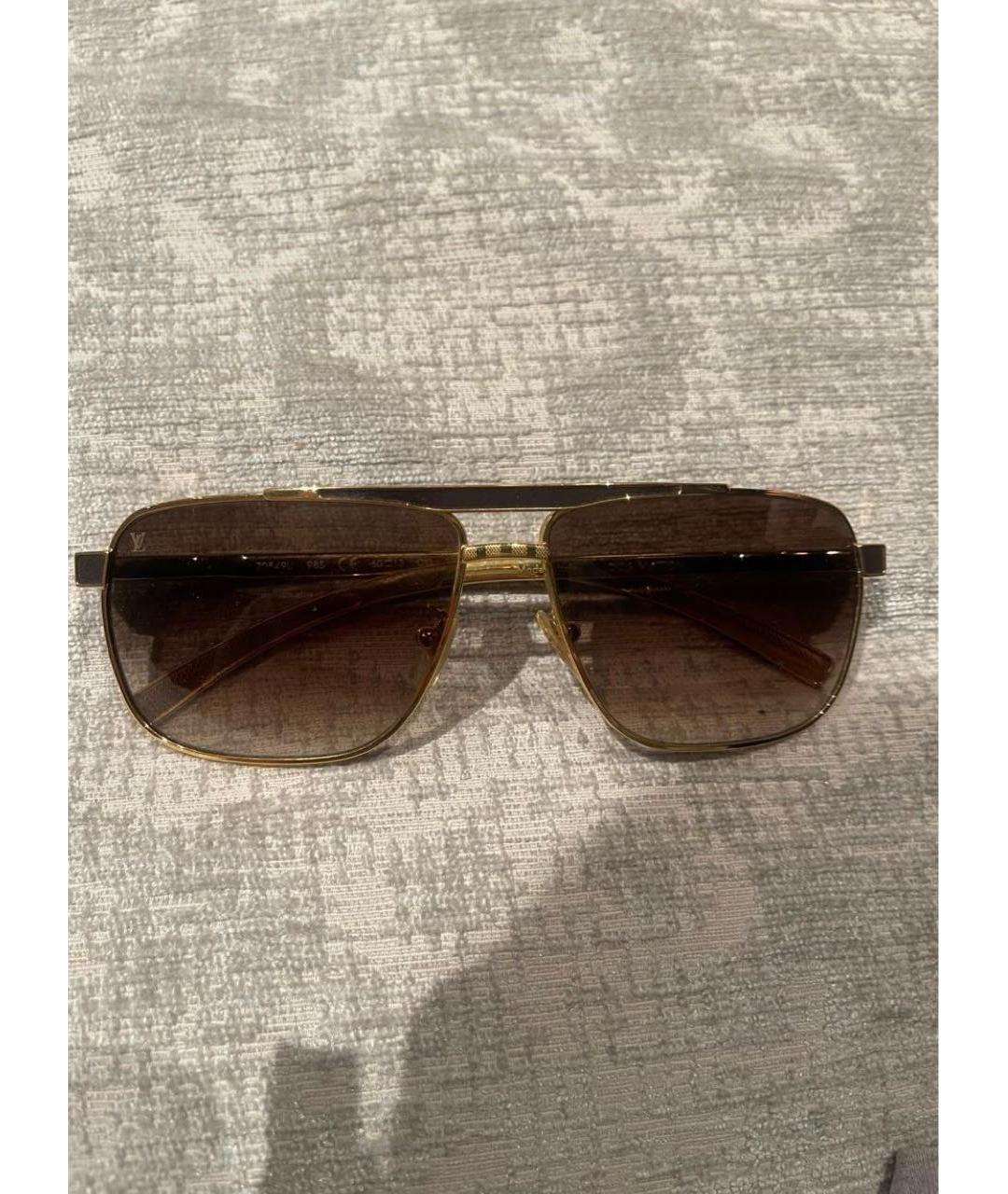LOUIS VUITTON Коричневые металлические солнцезащитные очки, фото 4