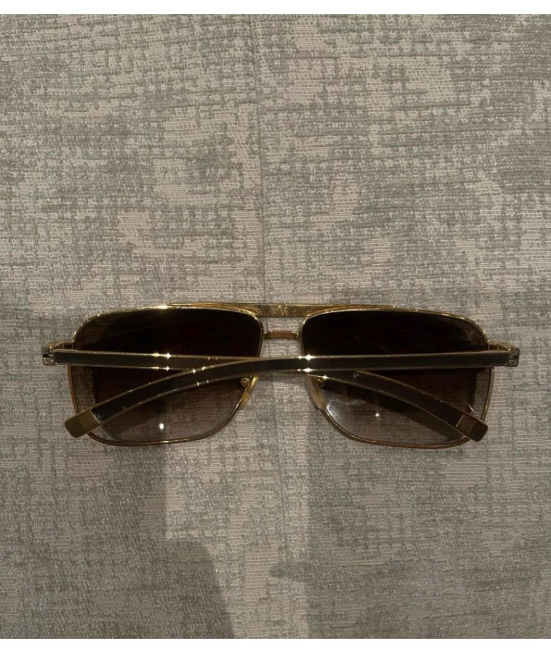 LOUIS VUITTON Коричневые металлические солнцезащитные очки, фото 2