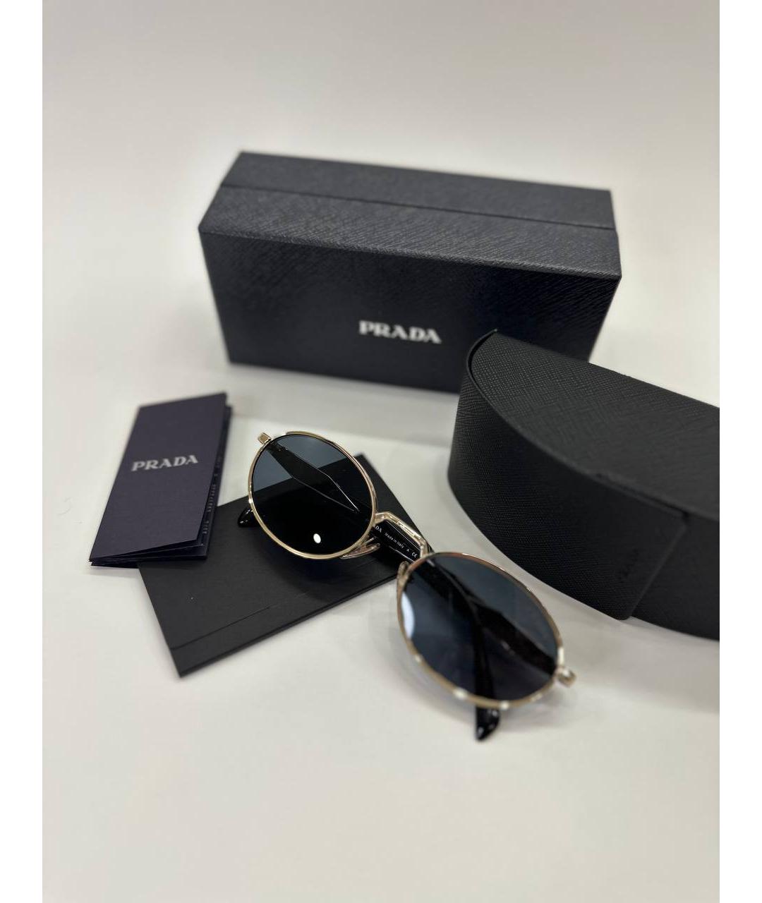 PRADA Черные металлические солнцезащитные очки, фото 5