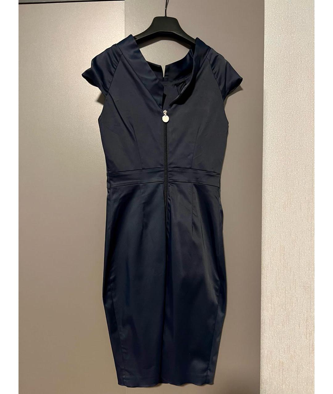 ELISABETTA FRANCHI Темно-синее ацетатное вечернее платье, фото 2