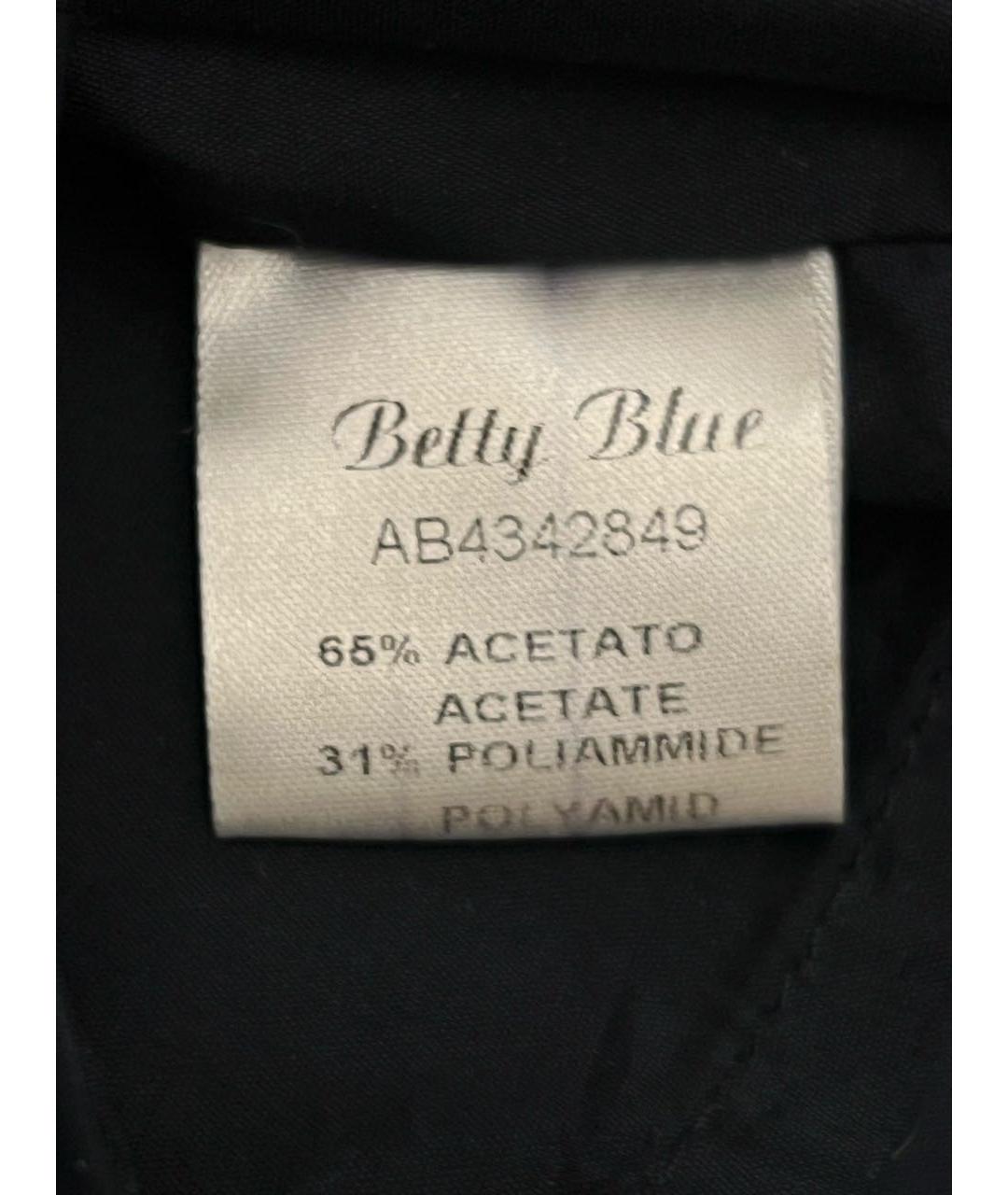 ELISABETTA FRANCHI Темно-синее ацетатное вечернее платье, фото 4