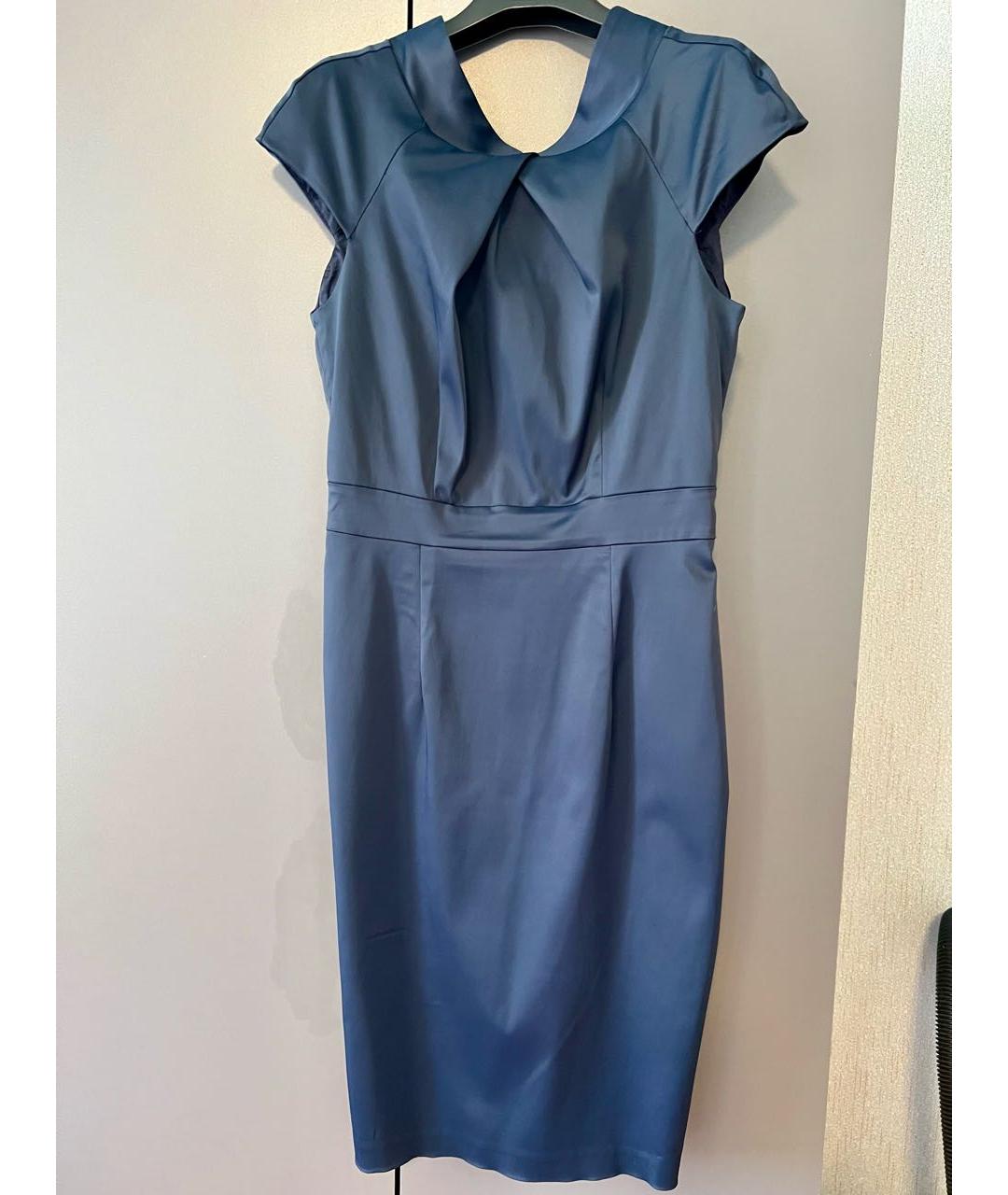 ELISABETTA FRANCHI Темно-синее ацетатное вечернее платье, фото 5