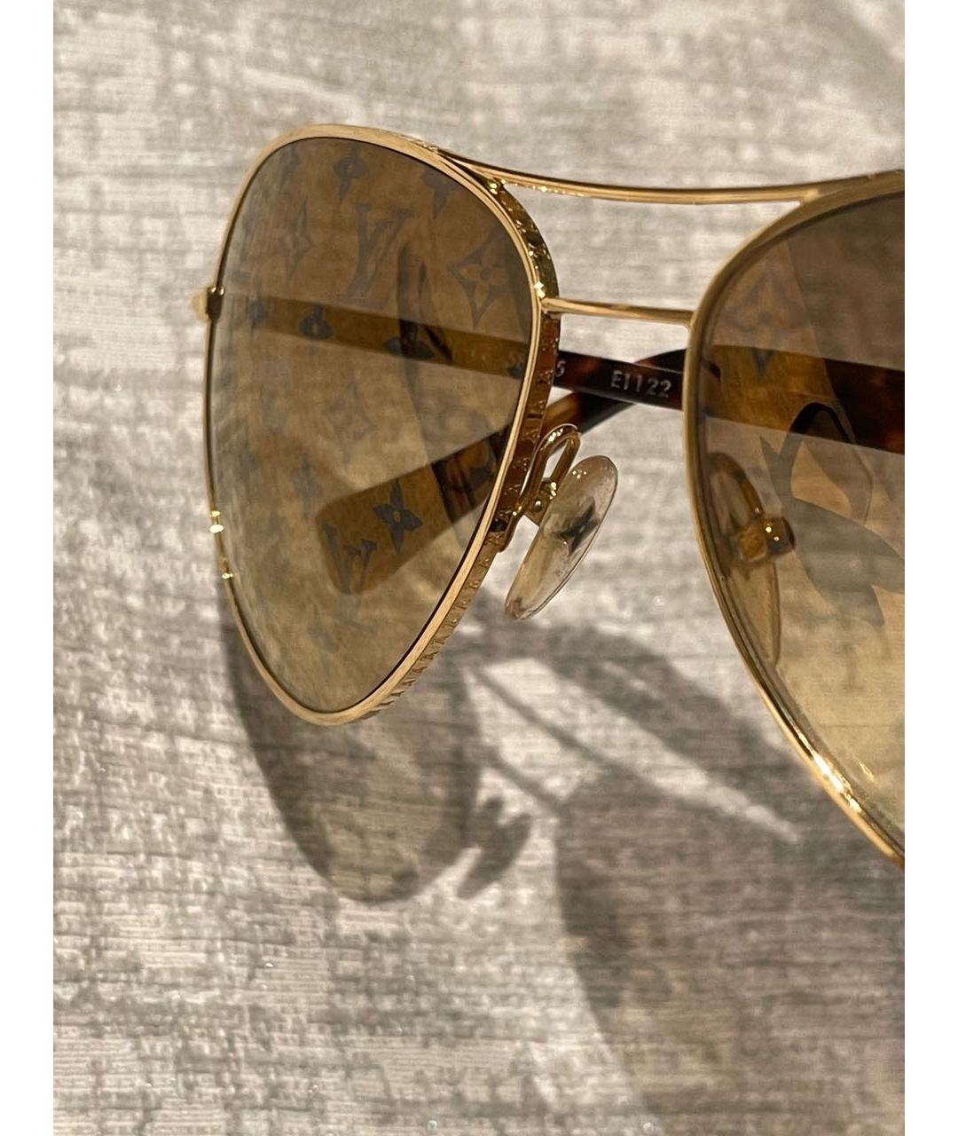 LOUIS VUITTON Коричневые металлические солнцезащитные очки, фото 2