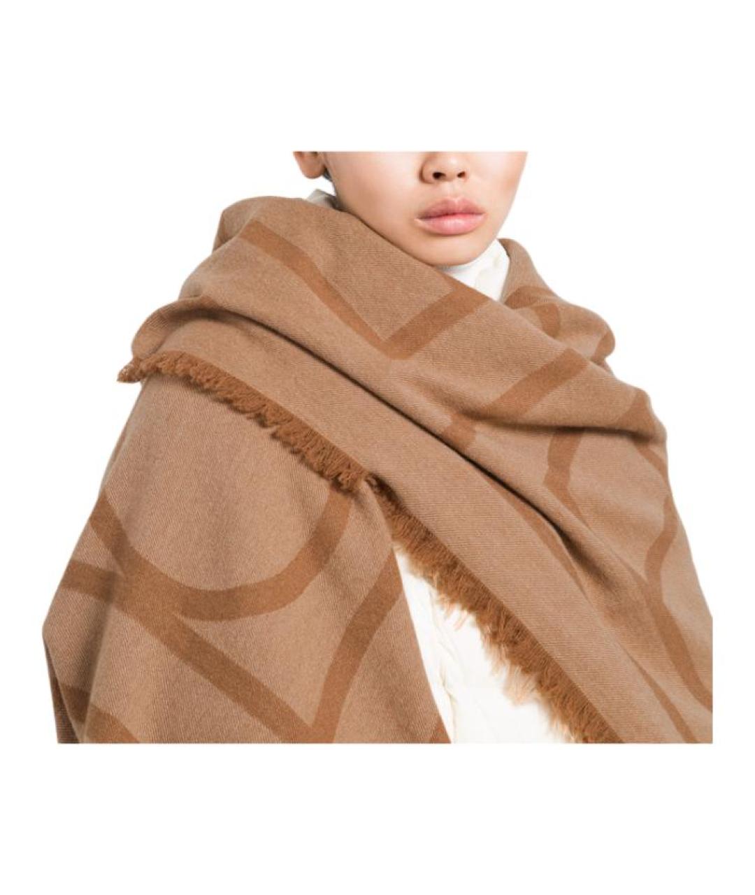 TOTEME Коричневый шерстяной шарф, фото 5