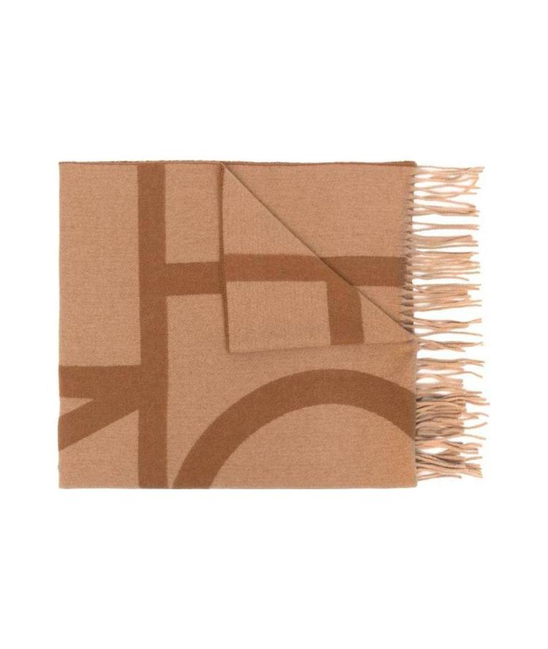 TOTEME Коричневый шерстяной шарф, фото 1