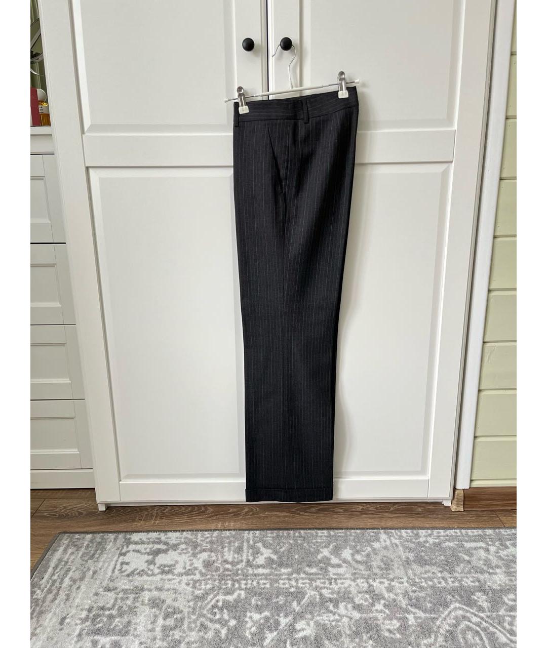 MOSCHINO Антрацитовые шерстяные прямые брюки, фото 3