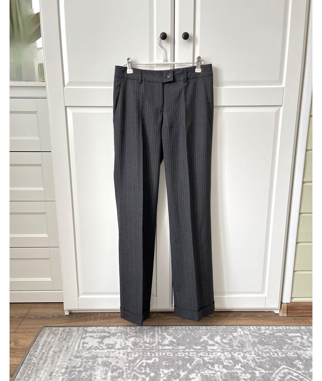 MOSCHINO Антрацитовые шерстяные прямые брюки, фото 2