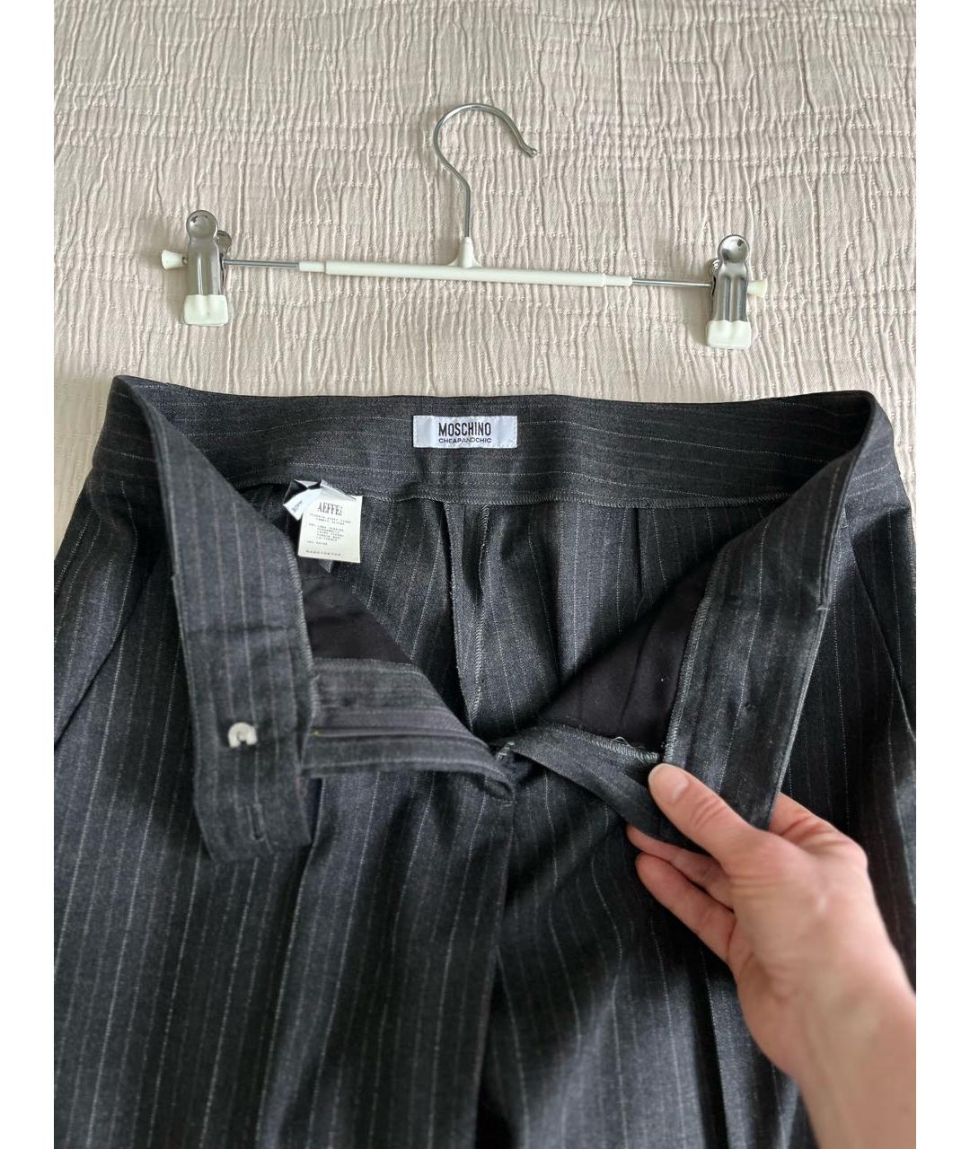 MOSCHINO Антрацитовые шерстяные прямые брюки, фото 6