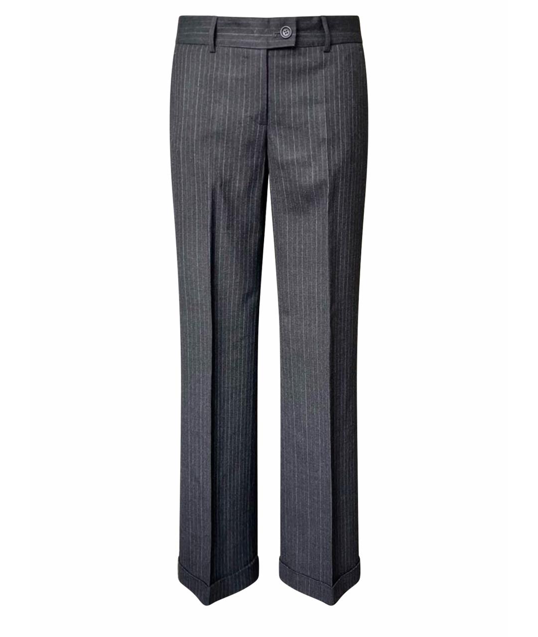 MOSCHINO Антрацитовые шерстяные прямые брюки, фото 1