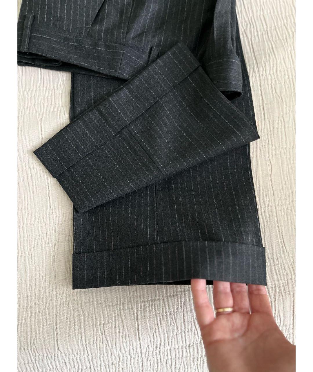 MOSCHINO Антрацитовые шерстяные прямые брюки, фото 4