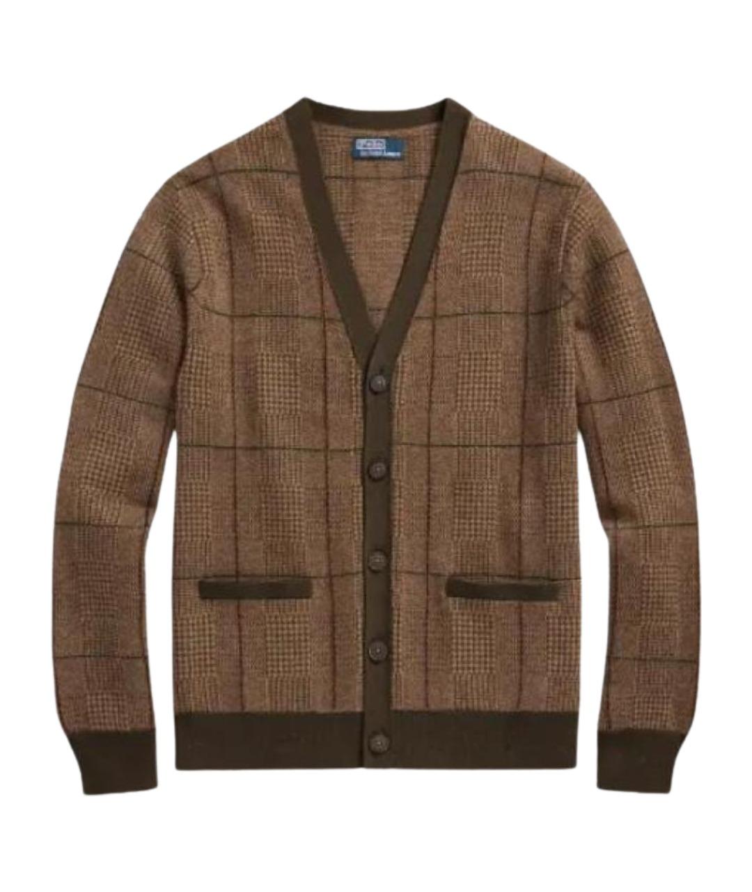 POLO RALPH LAUREN Коричневый шерстяной кардиган, фото 1