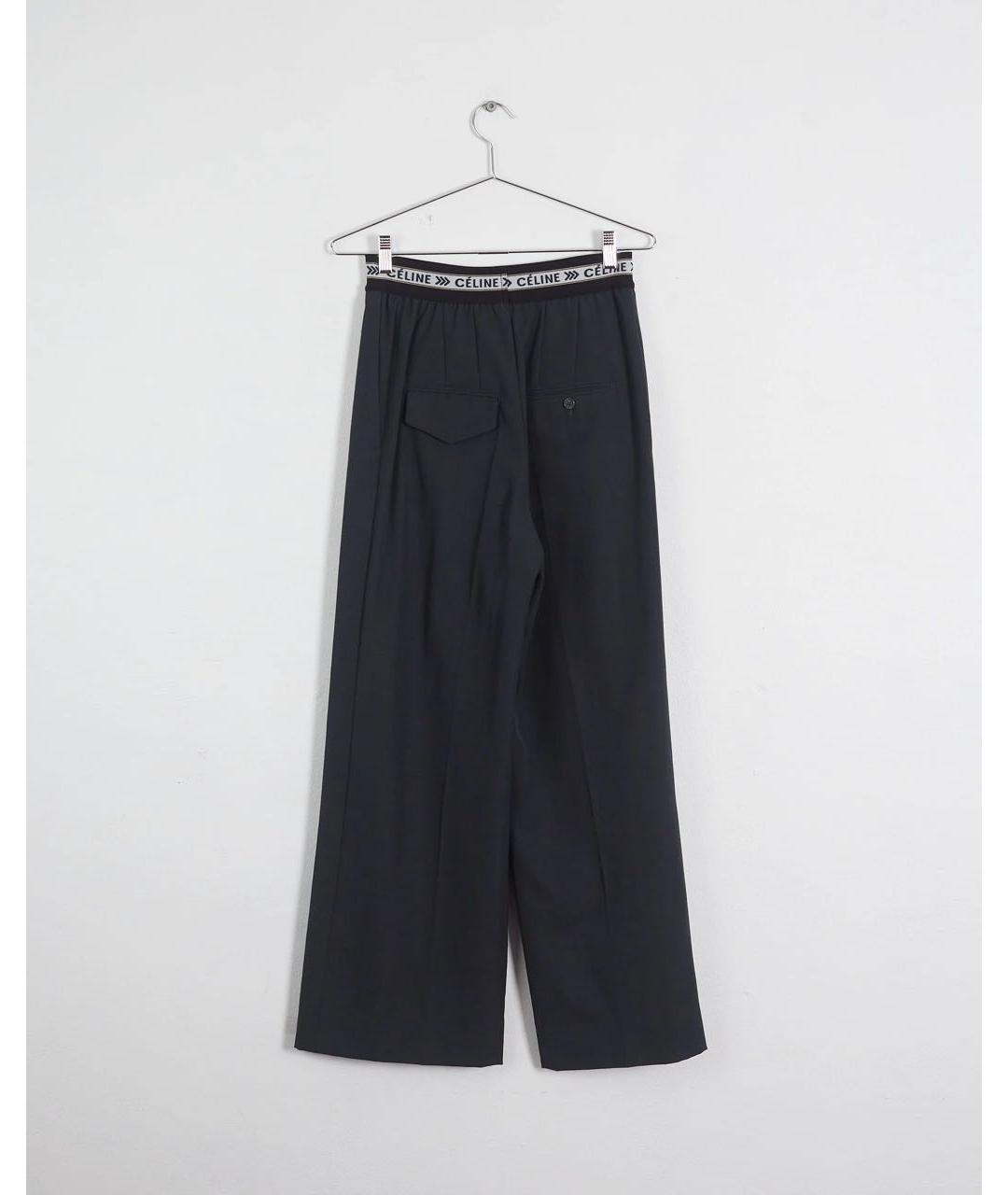 CELINE Зеленые шерстяные прямые брюки, фото 3