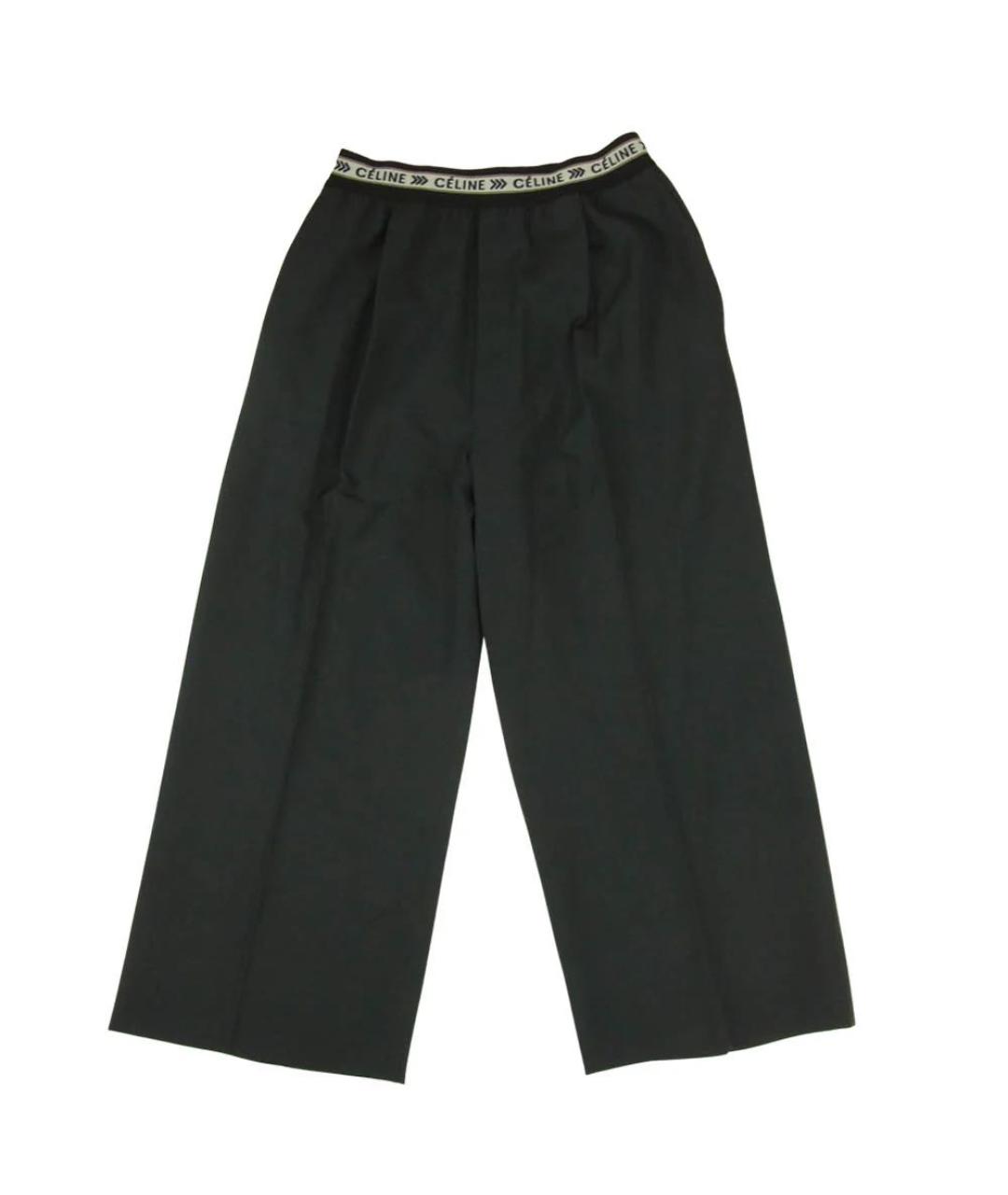 CELINE Зеленые шерстяные прямые брюки, фото 1