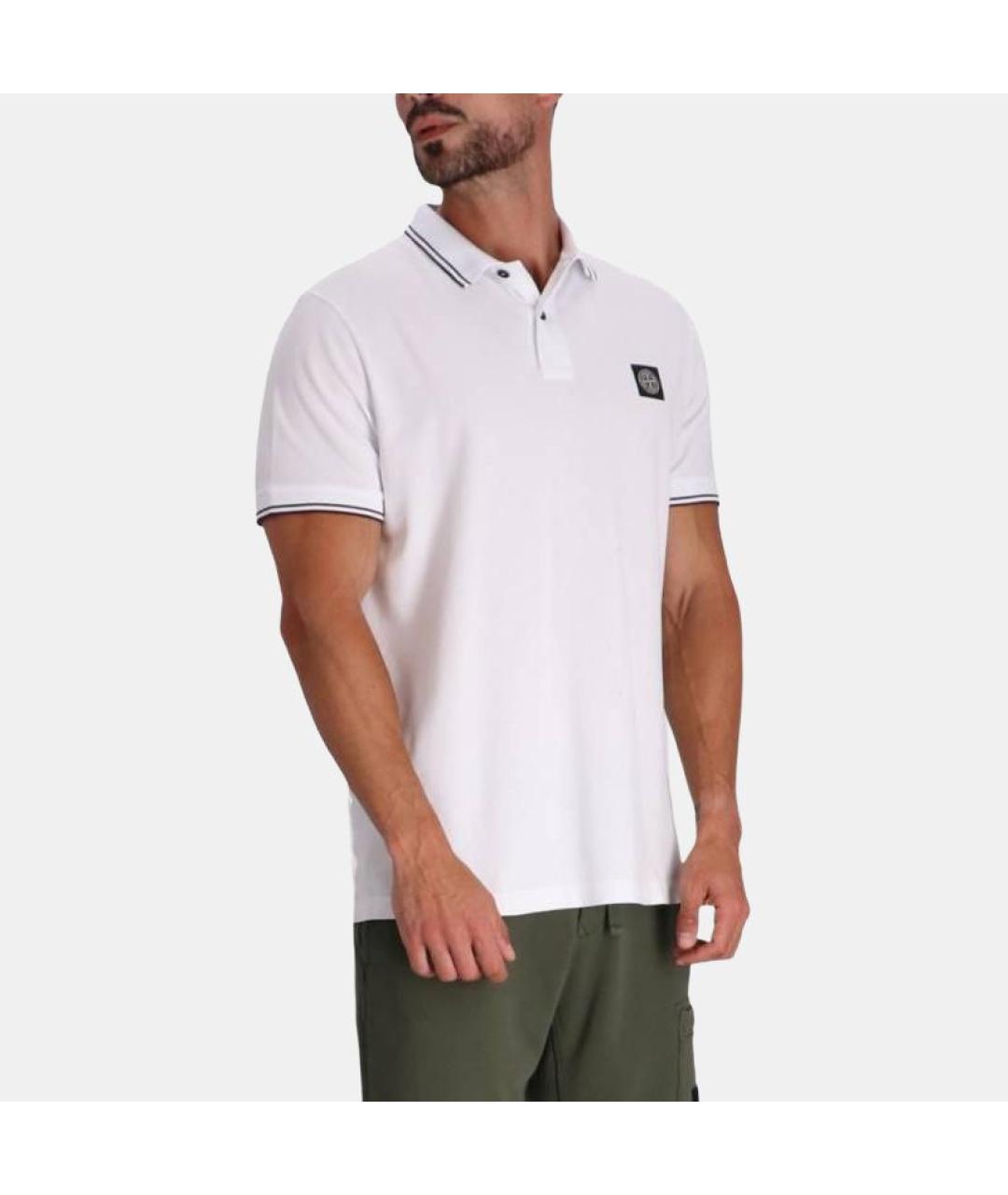 STONE ISLAND Белое поло с коротким рукавом, фото 4