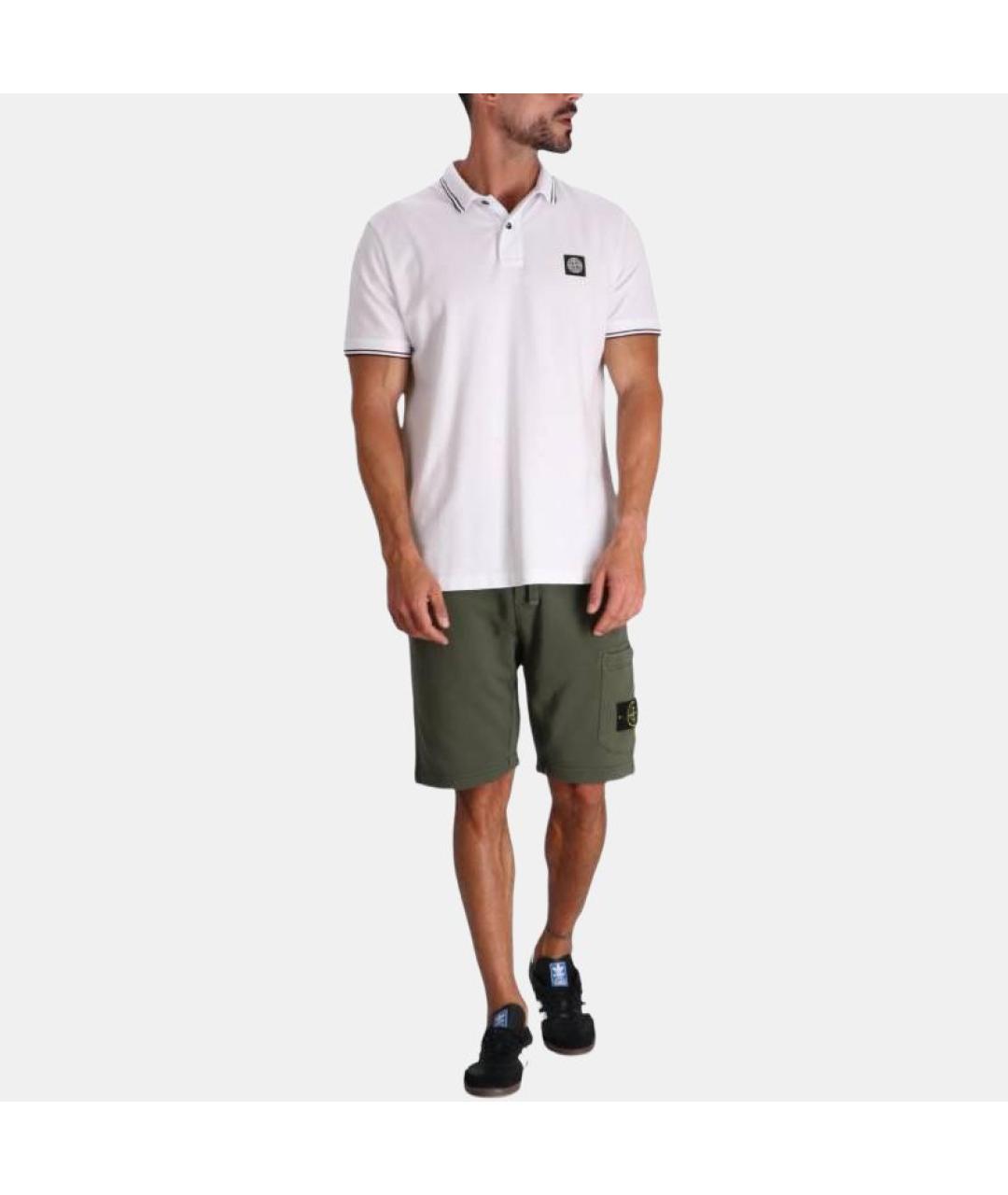 STONE ISLAND Белое поло с коротким рукавом, фото 3