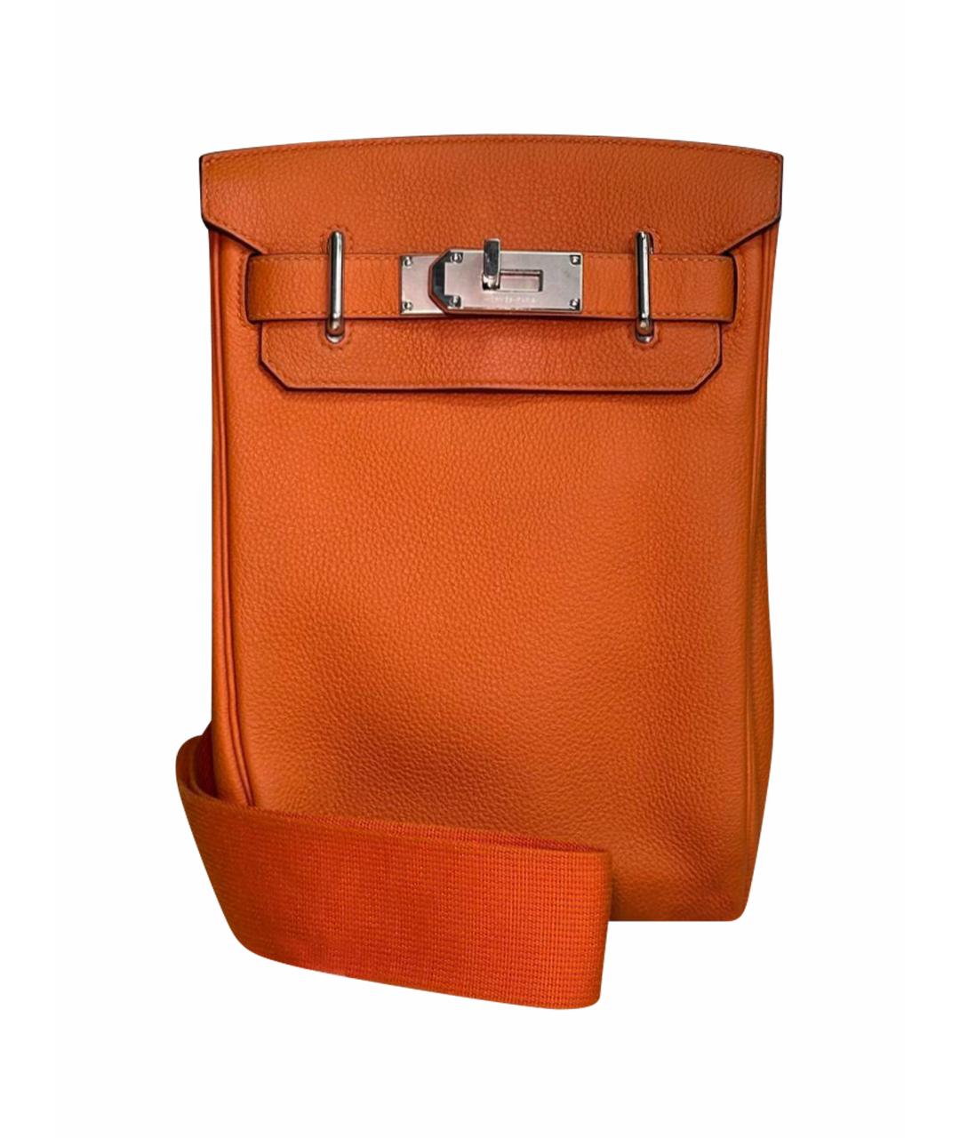 HERMES Оранжевая кожаная сумка на плечо, фото 1
