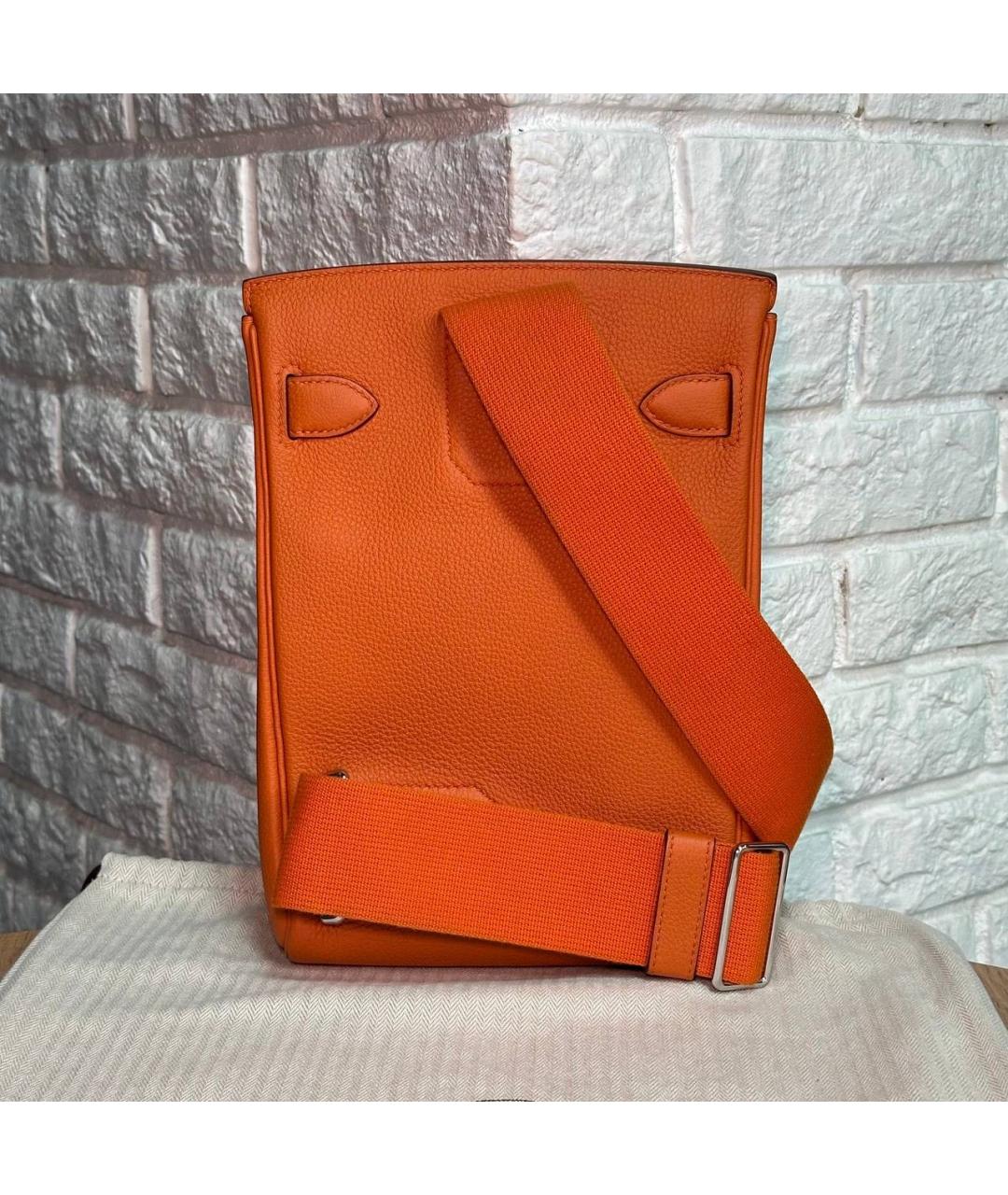 HERMES Оранжевая кожаная сумка на плечо, фото 3