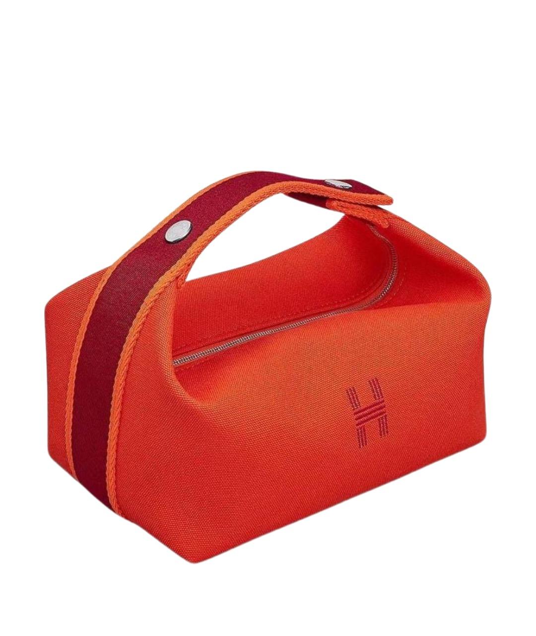 HERMES Оранжевая тканевая косметичка, фото 1