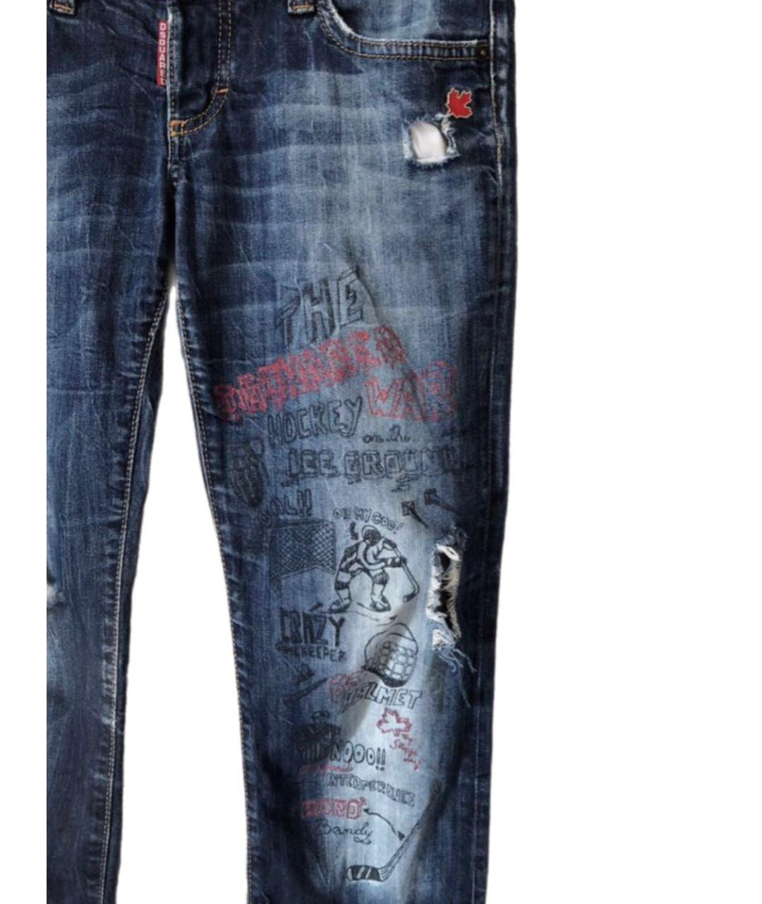 DSQUARED2 Синие хлопковые прямые джинсы, фото 3