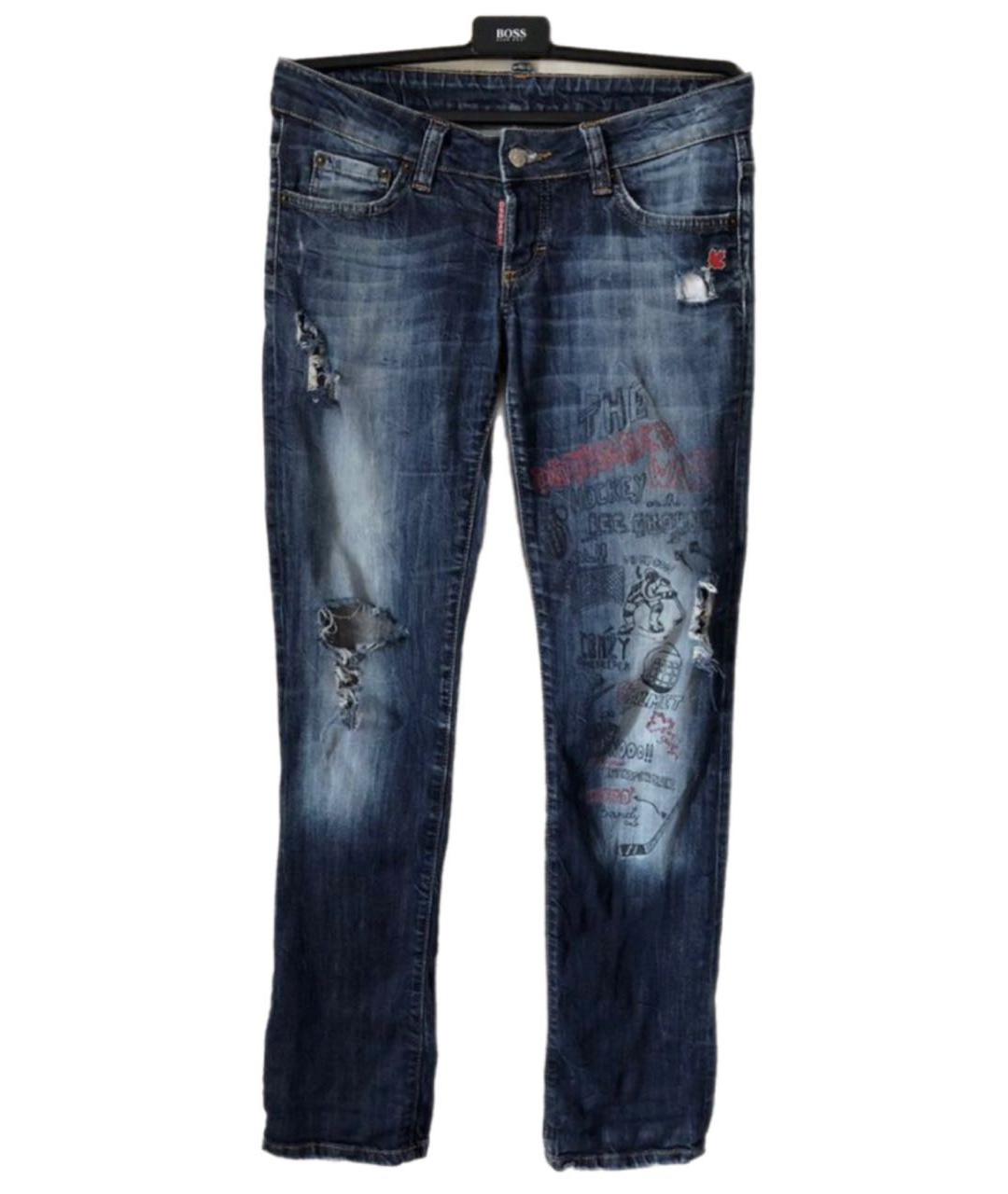 DSQUARED2 Синие хлопковые прямые джинсы, фото 5