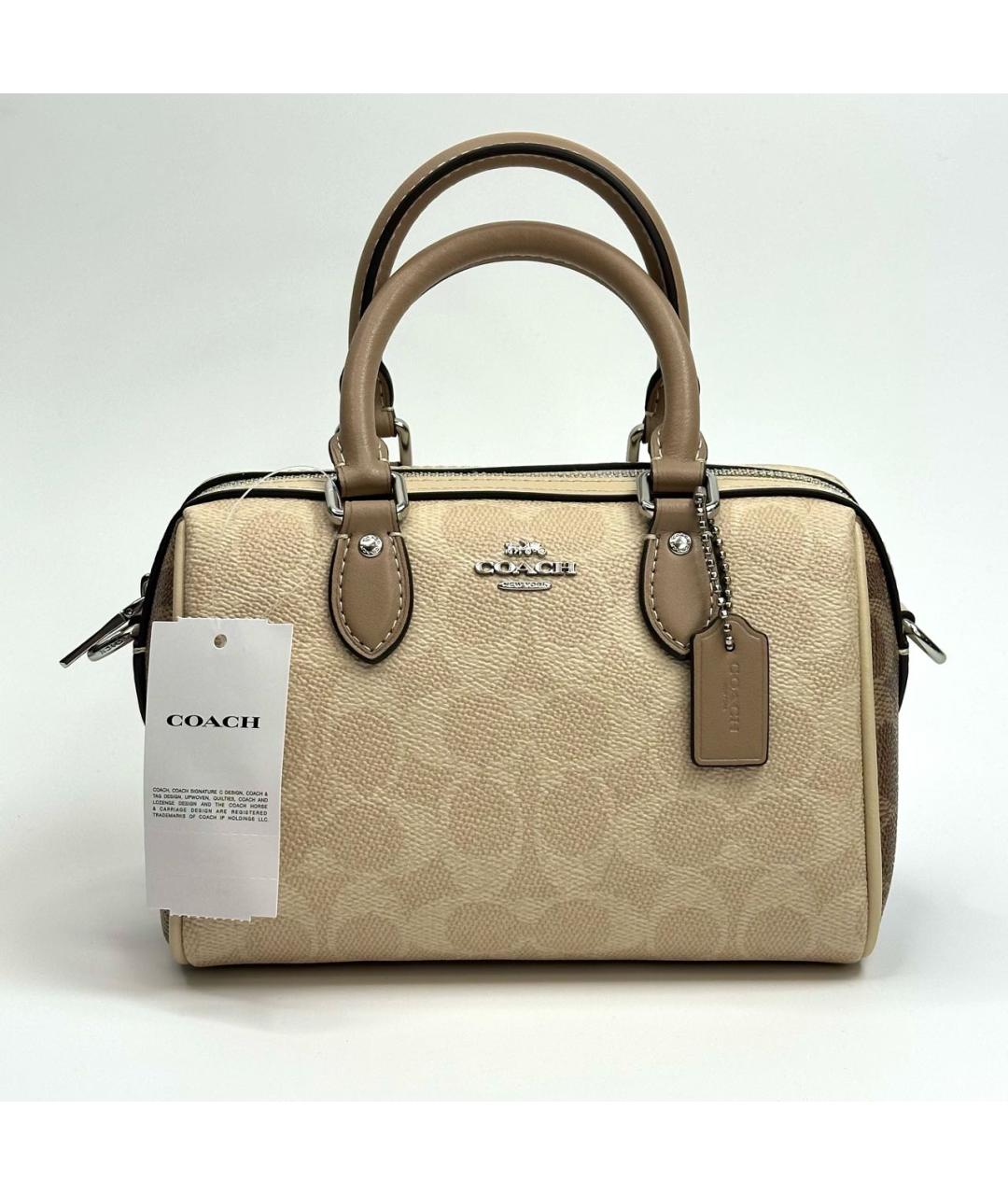 COACH Бежевая сумка с короткими ручками, фото 7