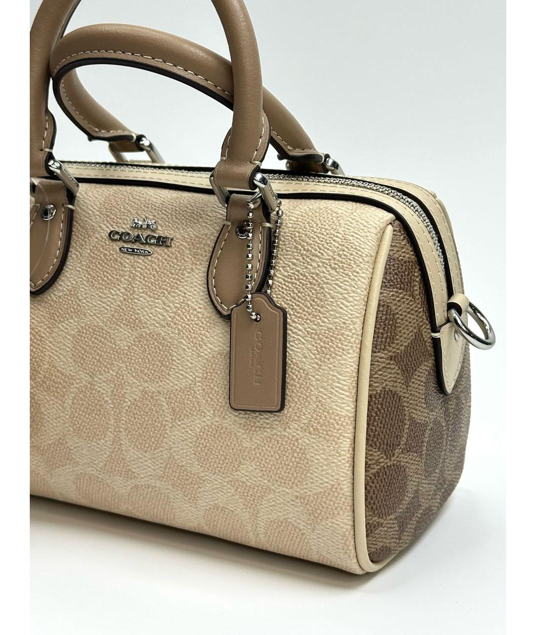 COACH Бежевая сумка с короткими ручками, фото 5