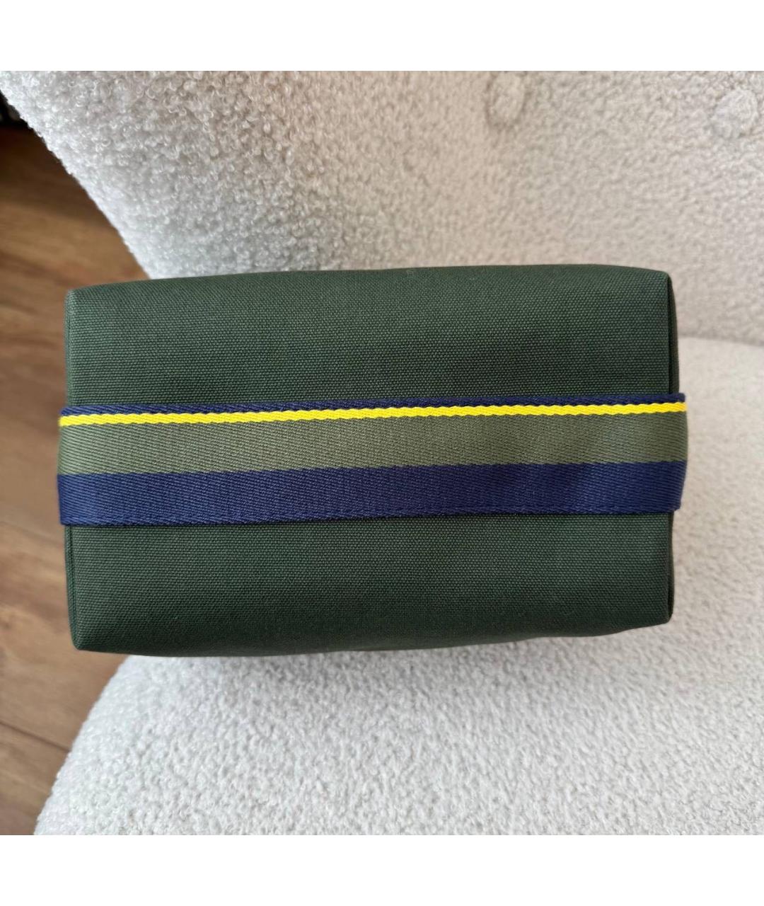 HERMES Зеленая тканевая косметичка, фото 4