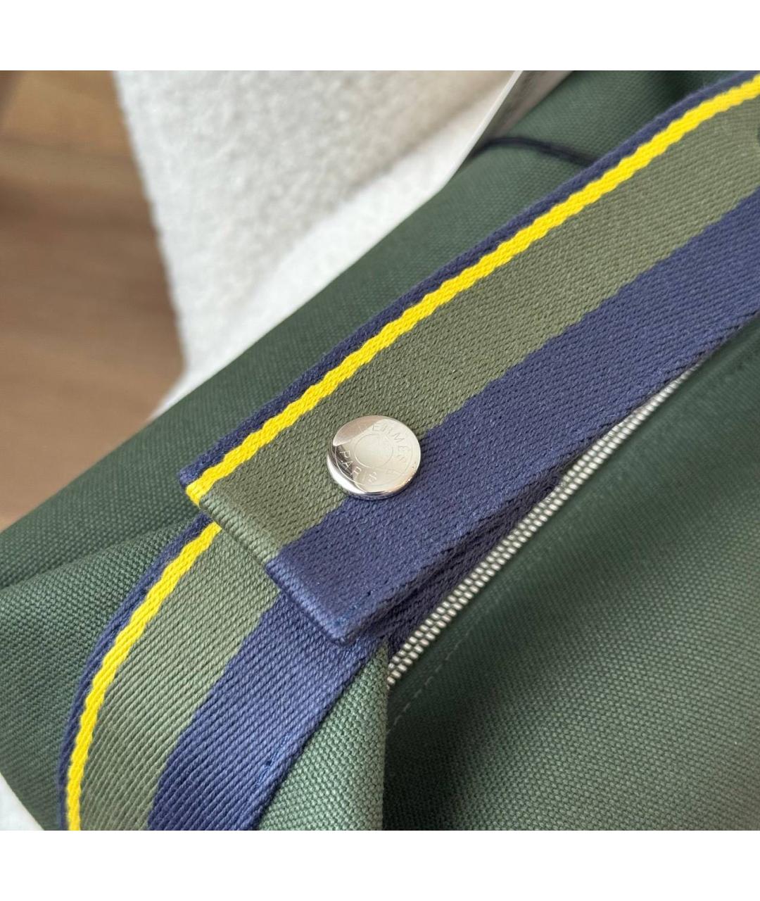 HERMES Зеленая тканевая косметичка, фото 5