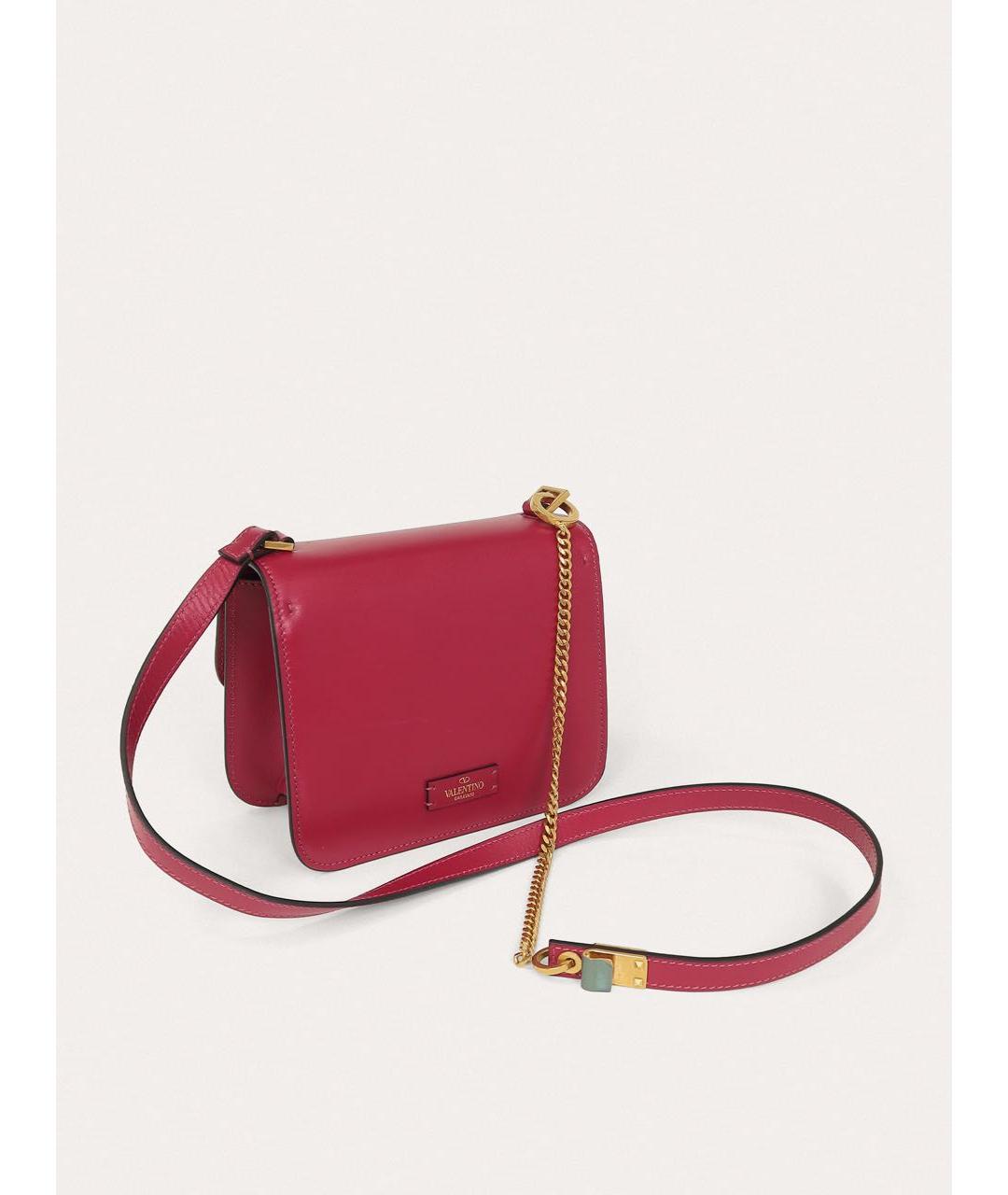 VALENTINO Розовая кожаная сумка через плечо, фото 6