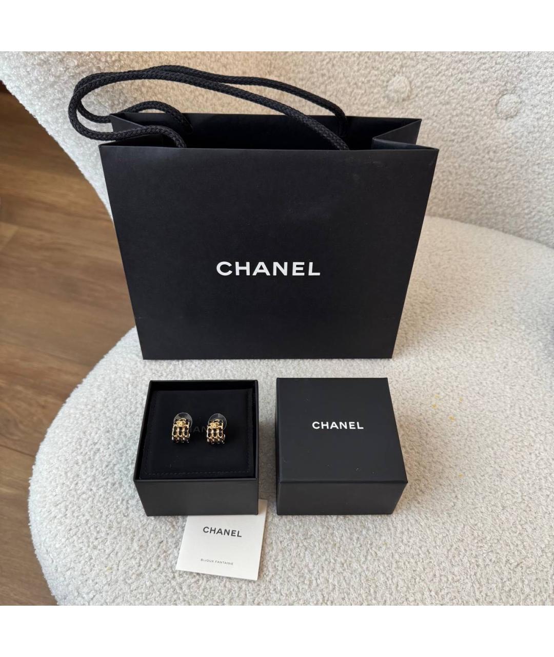 CHANEL Черные серьги, фото 4