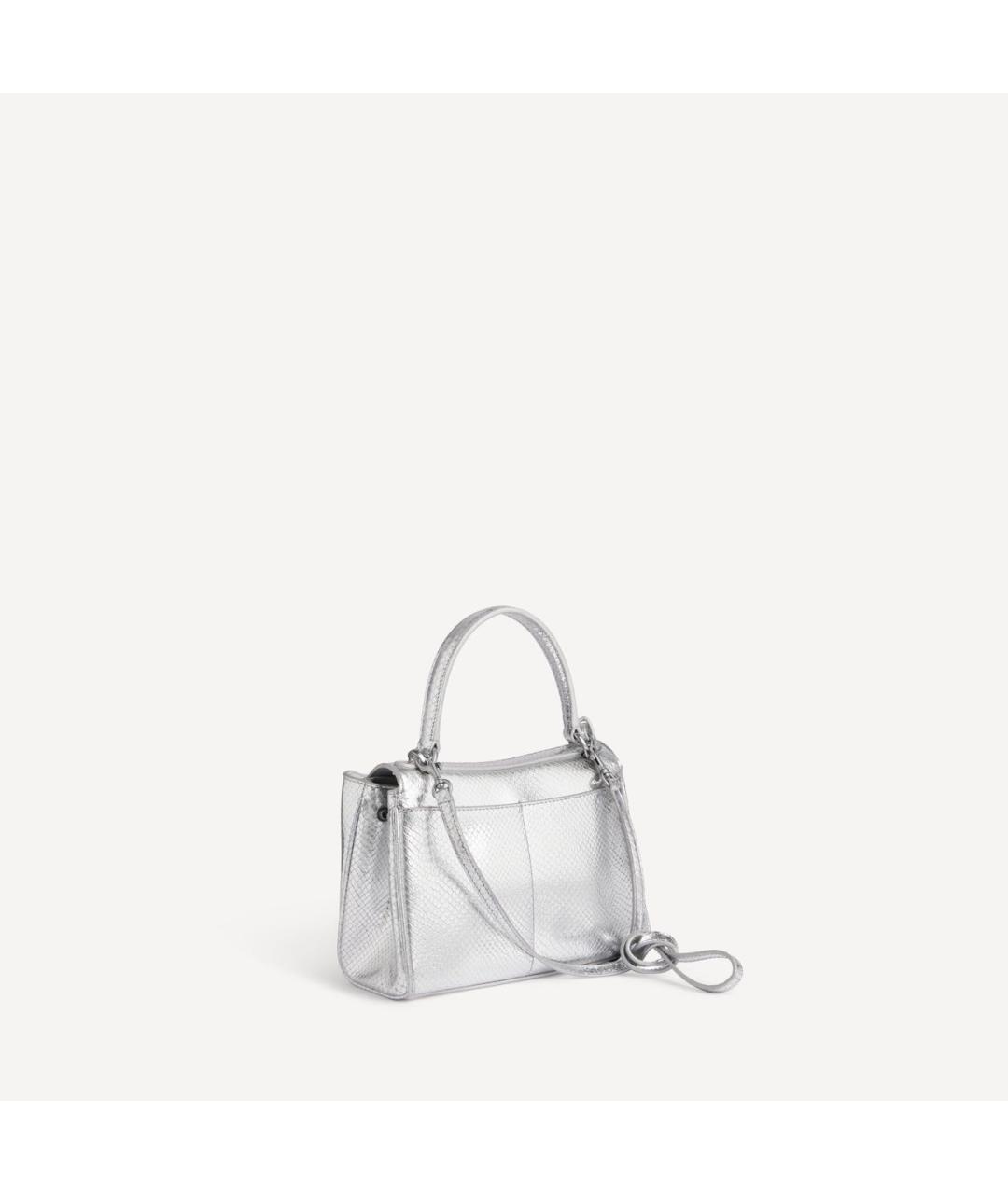 BALENCIAGA Серебряная кожаная сумка с короткими ручками, фото 5