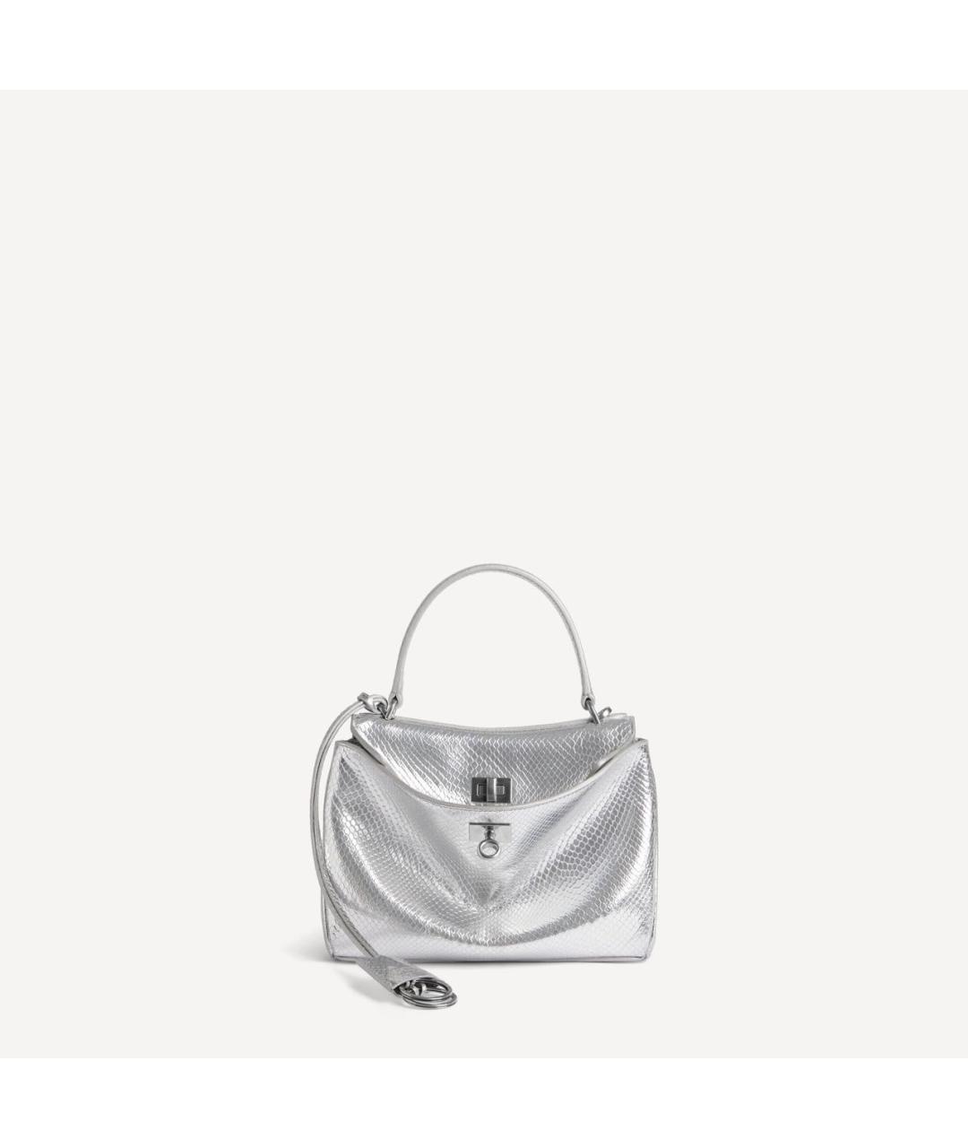 BALENCIAGA Серебряная кожаная сумка с короткими ручками, фото 8
