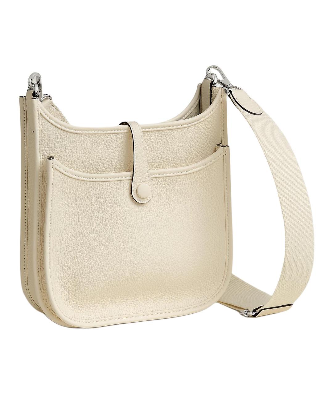 HERMES Белая кожаная сумка через плечо, фото 3