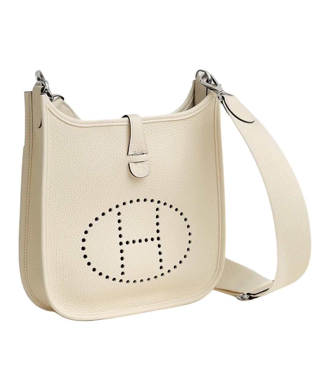 HERMES Белая кожаная сумка через плечо, фото 2