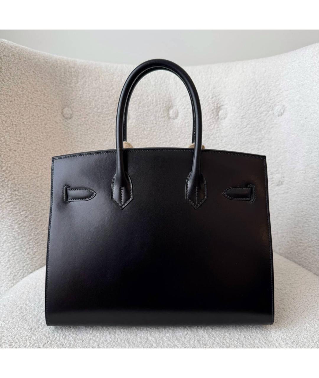 HERMES Черная кожаная сумка с короткими ручками, фото 3