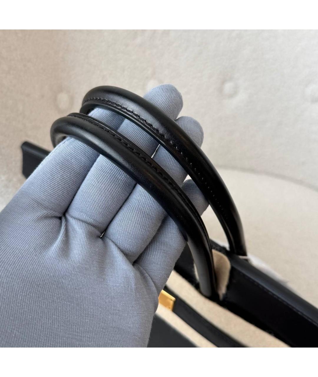 HERMES Черная кожаная сумка с короткими ручками, фото 6