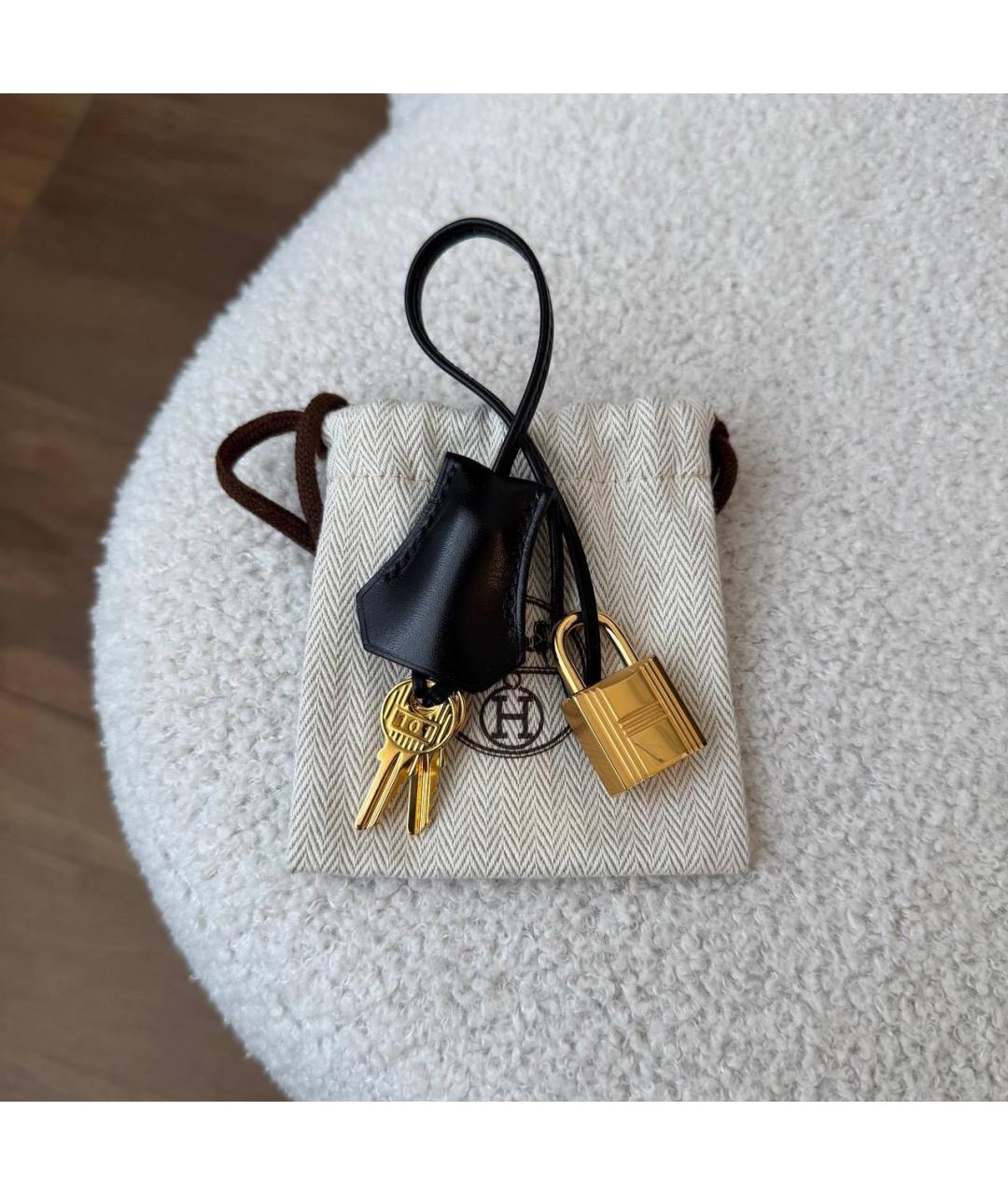 HERMES Черная кожаная сумка с короткими ручками, фото 7