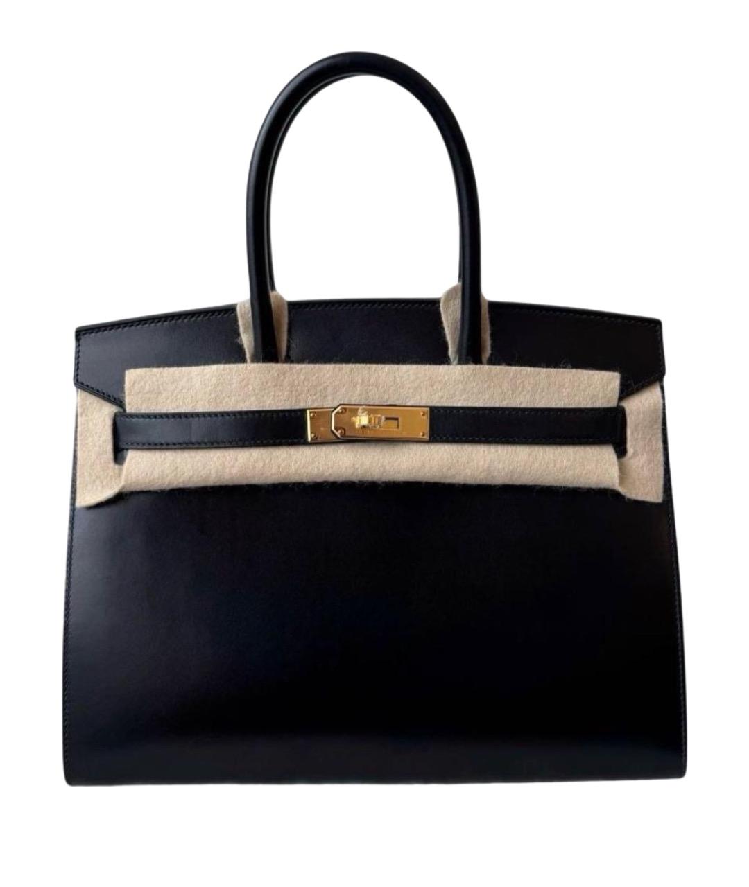 HERMES Черная кожаная сумка с короткими ручками, фото 1