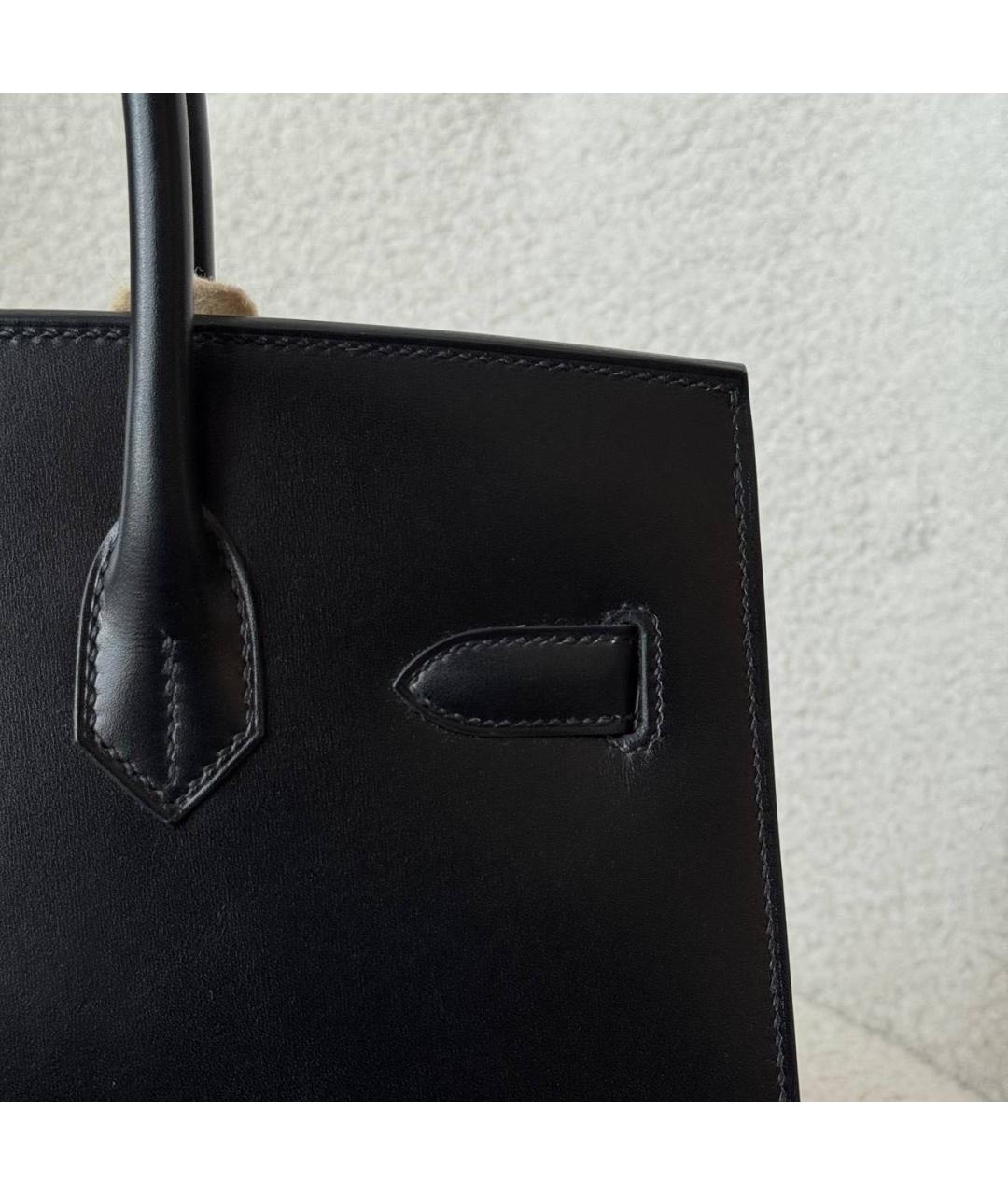 HERMES Черная кожаная сумка с короткими ручками, фото 5