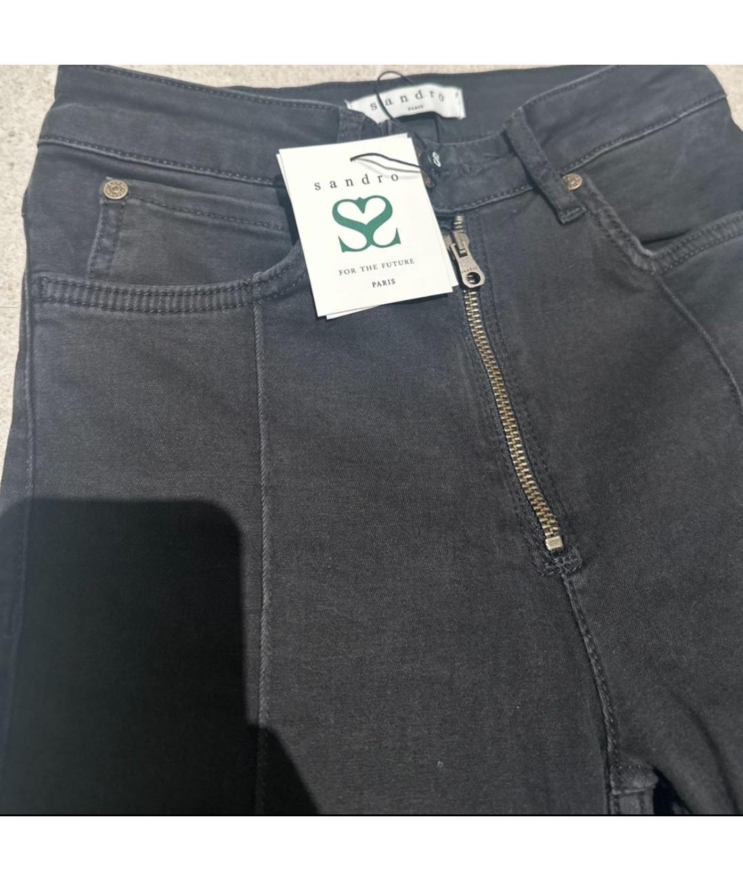SANDRO Черные хлопковые джинсы слим, фото 4