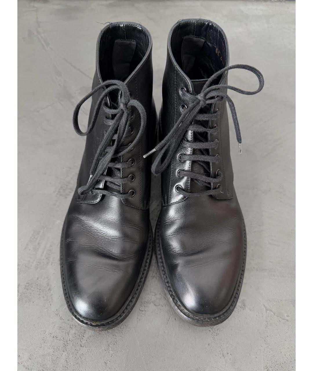 SAINT LAURENT Черные кожаные ботинки, фото 2