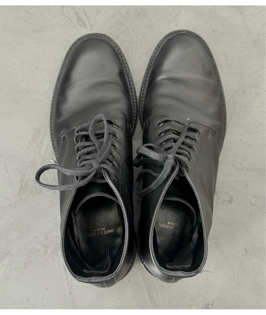 SAINT LAURENT Черные кожаные ботинки, фото 3